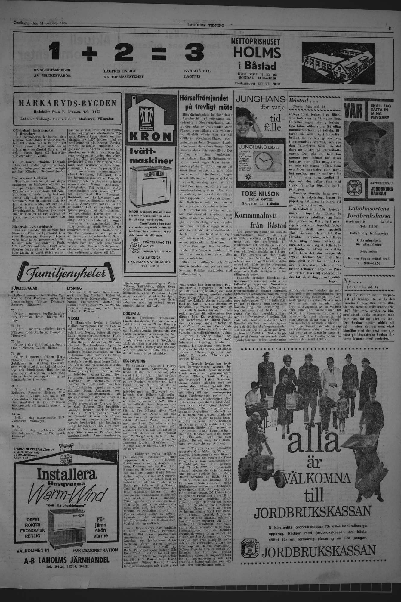 Laholms Tidning Onsdag 14 oktober 1964, sida 3
