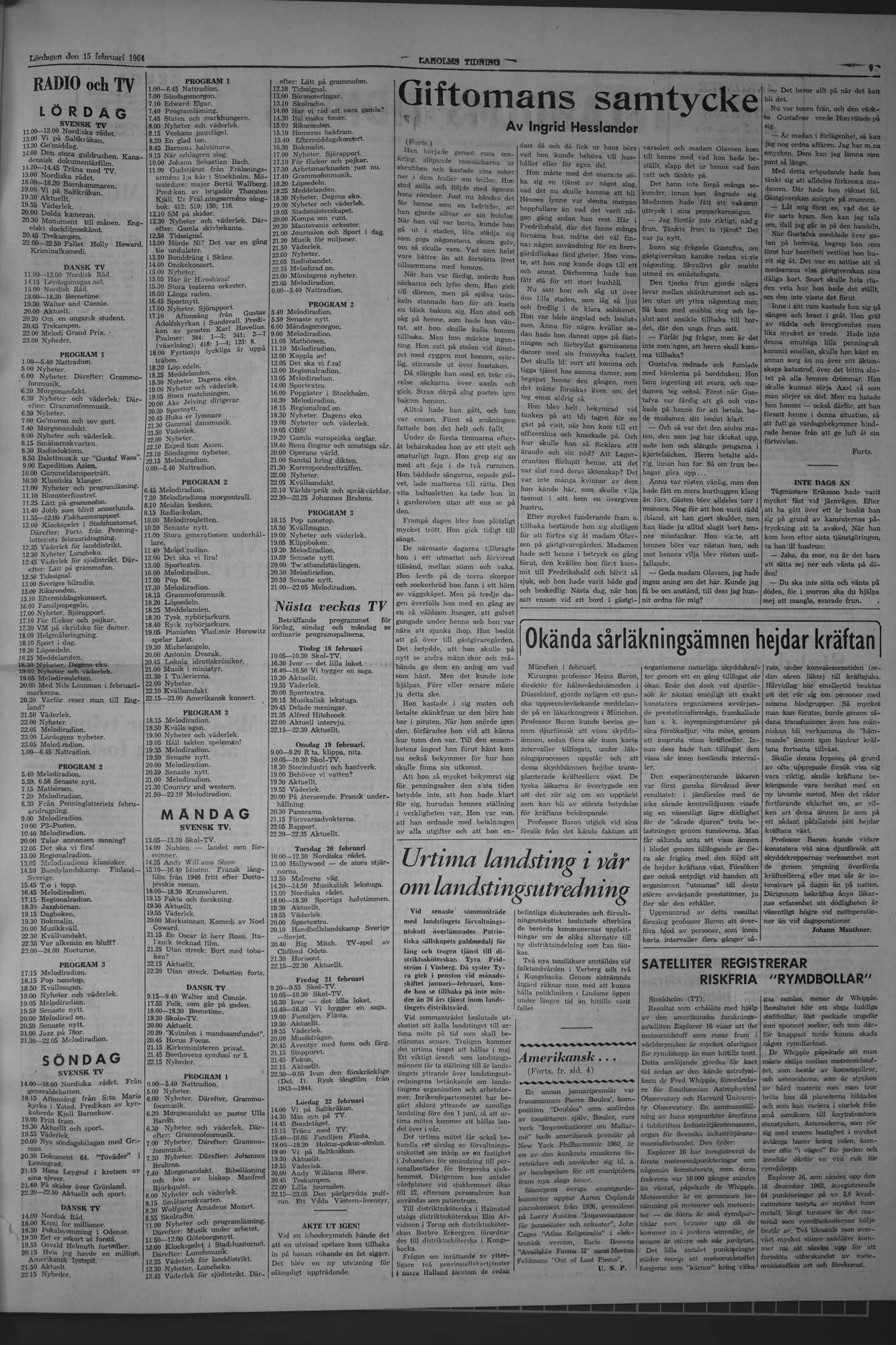 Laholms Tidning Lördag 15 februari 1964, sida 7
