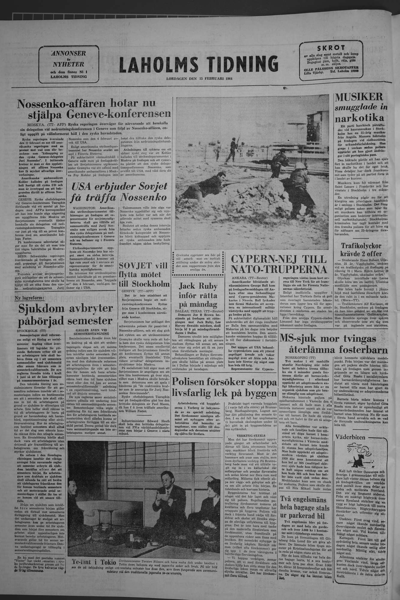 Laholms Tidning Lördag 15 februari 1964, sida 8