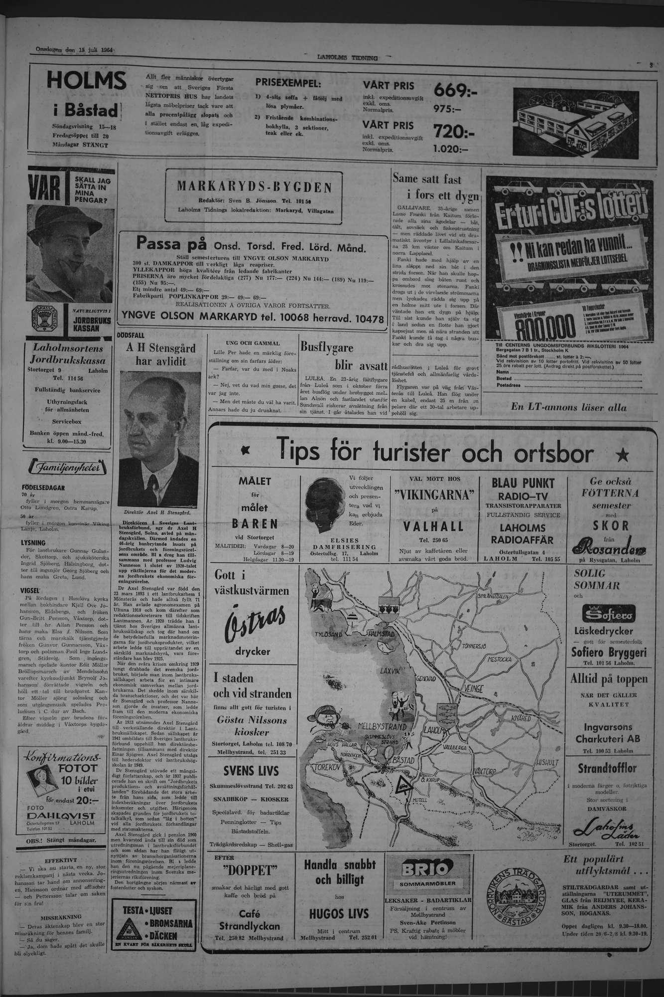 Laholms Tidning Onsdag 15 juli 1964, sida 3