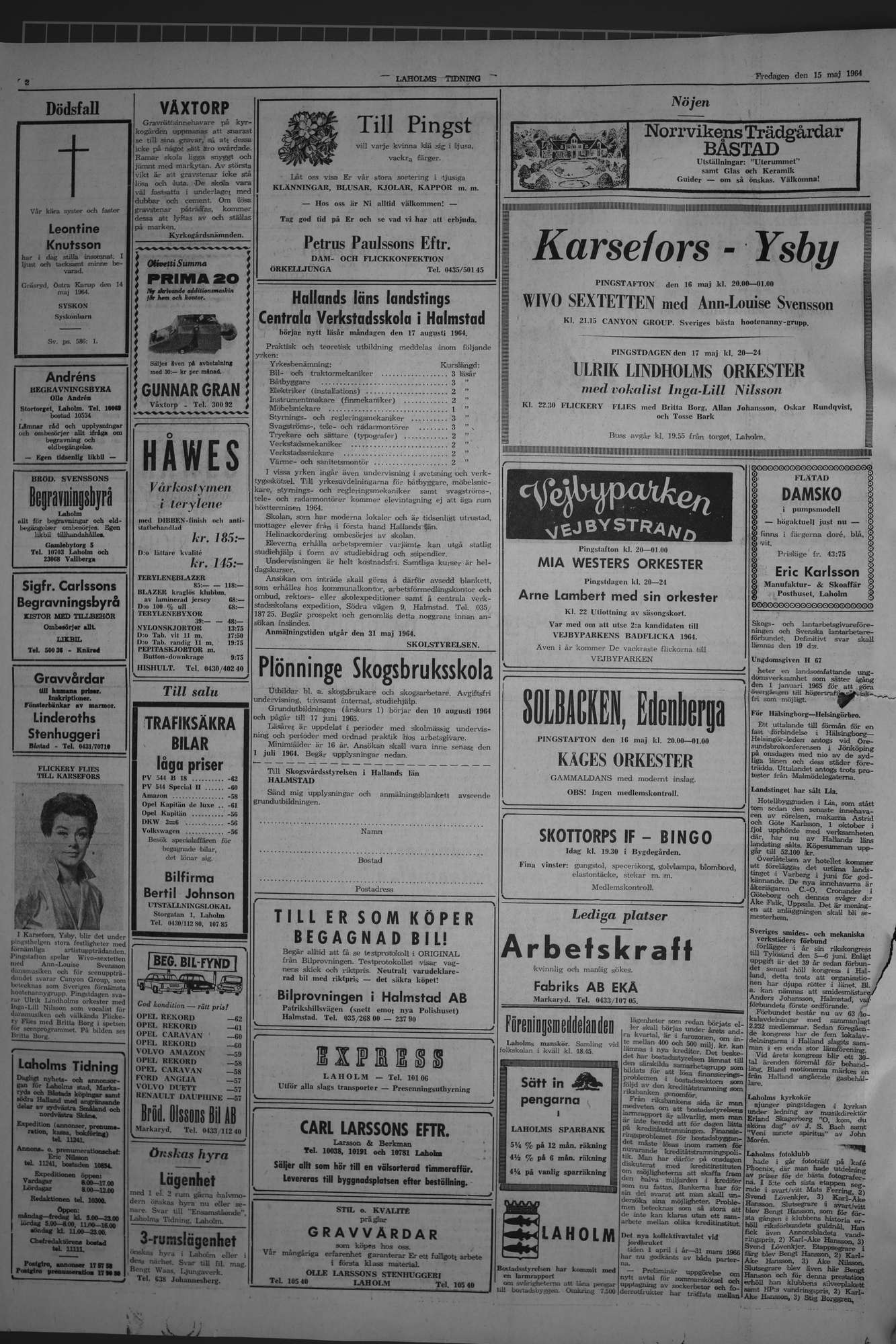 Laholms Tidning Fredag 15 maj 1964, sida 2