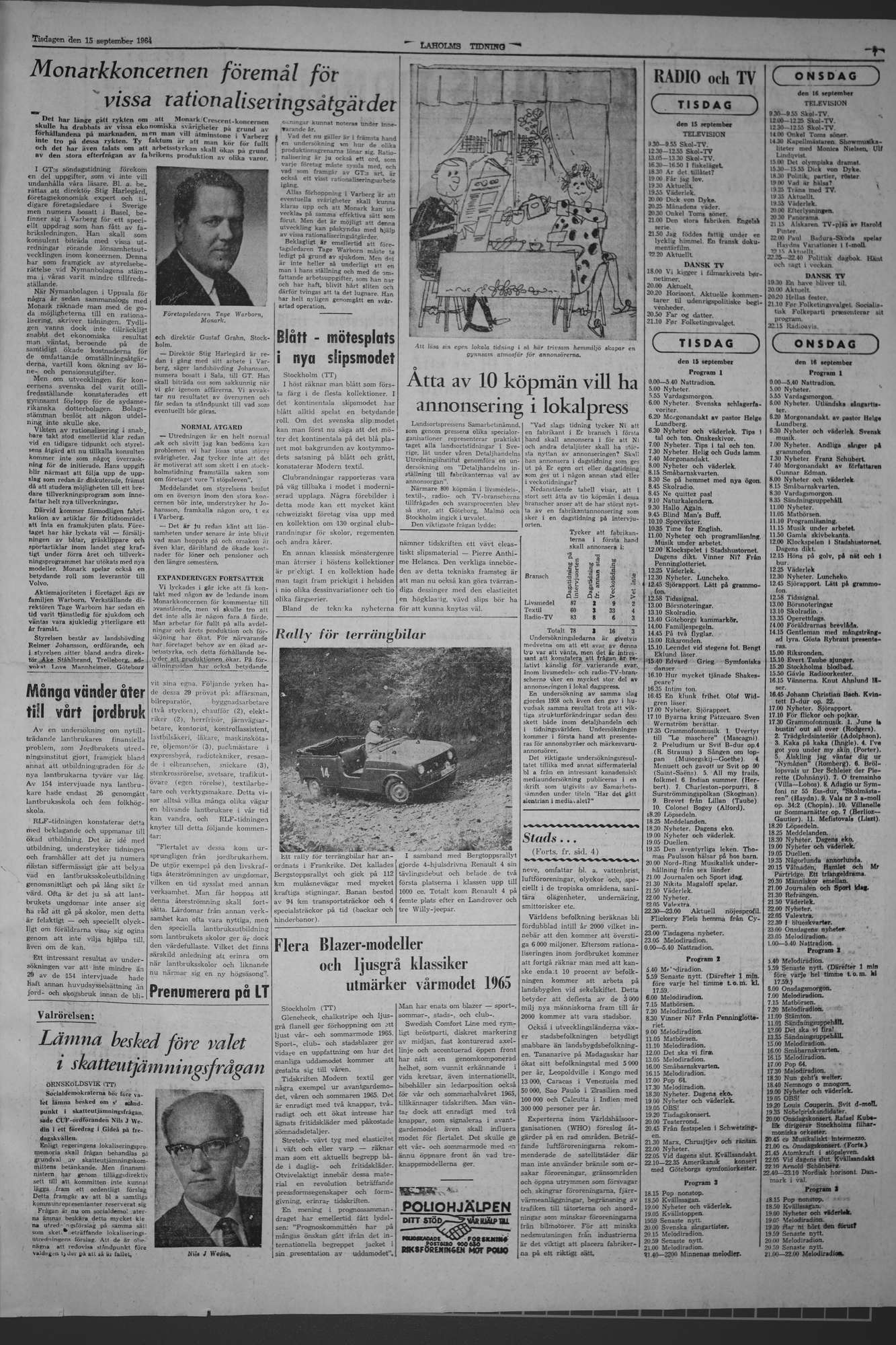 Laholms Tidning Tisdag 15 september 1964, sida 7