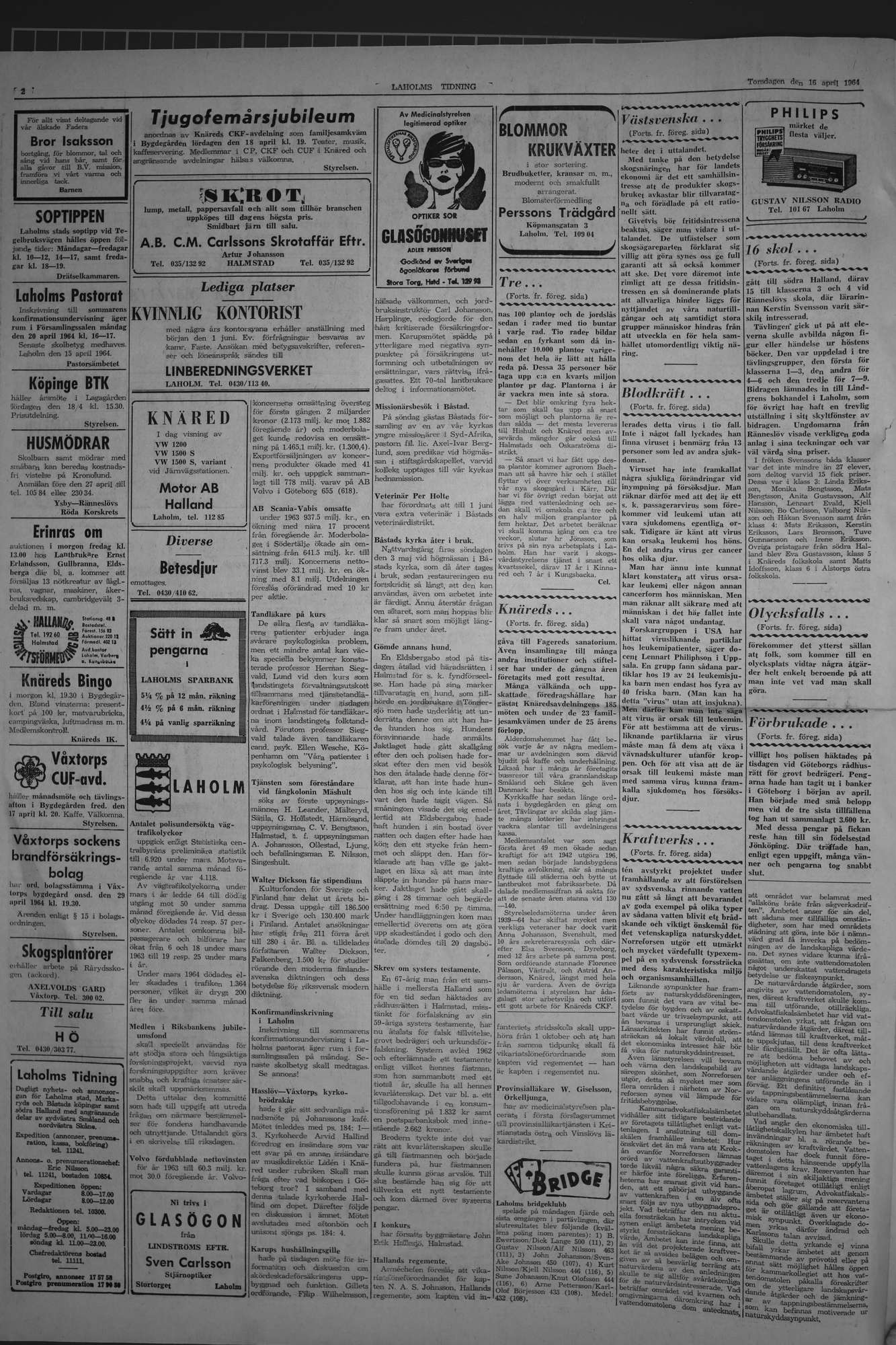 Laholms Tidning Torsdag 16 april 1964, sida 2