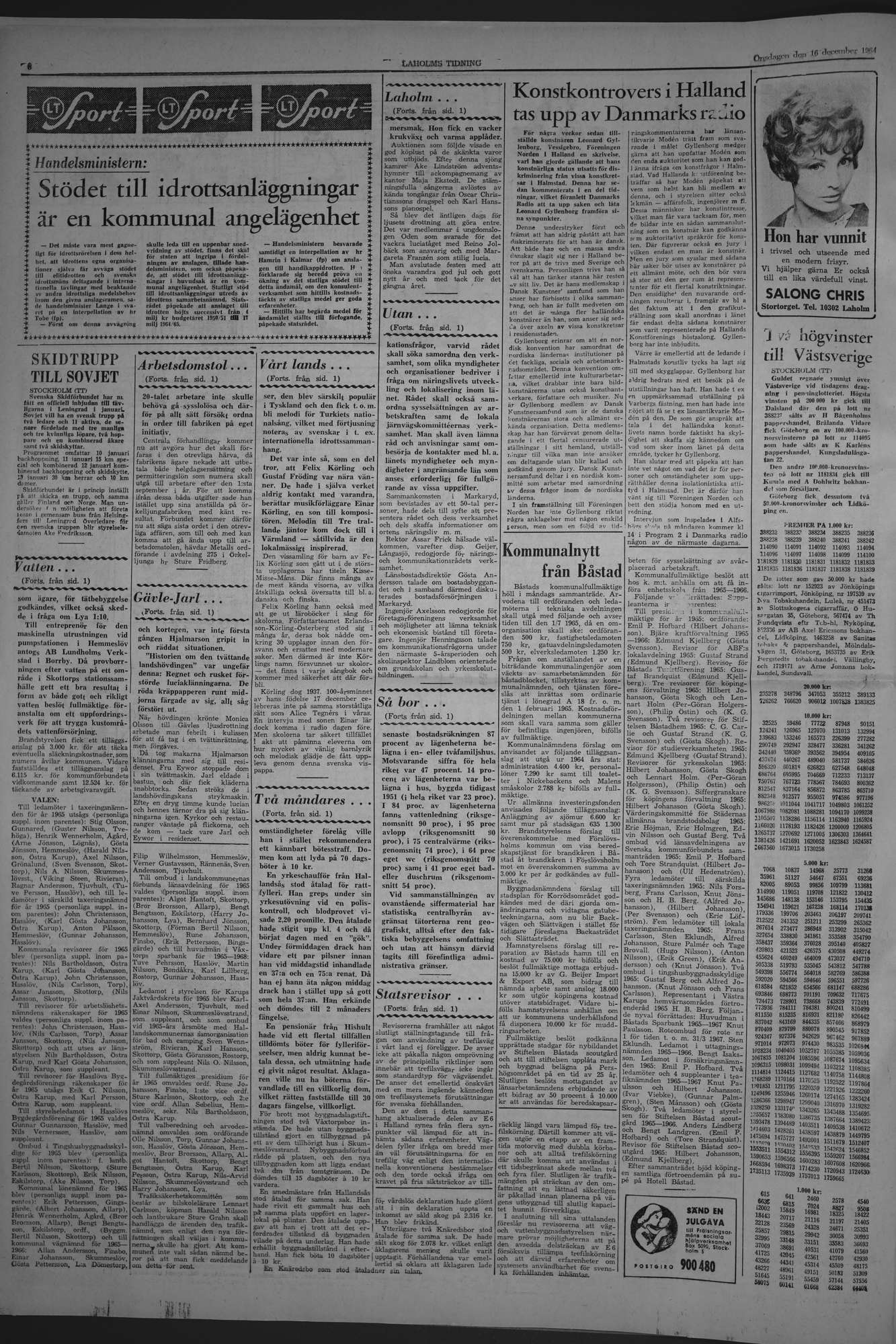 Laholms Tidning Onsdag 16 december 1964, sida 6