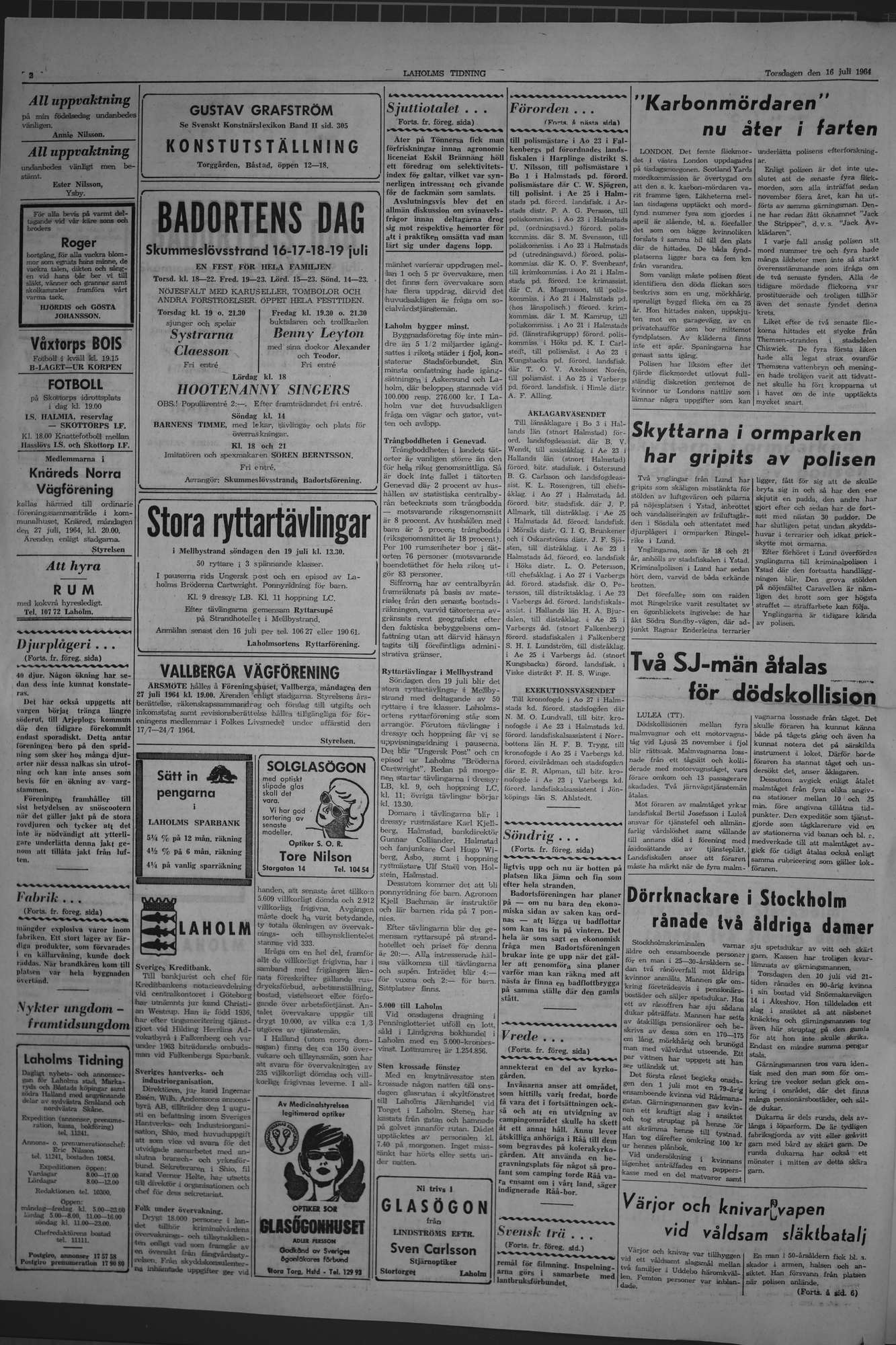 Laholms Tidning Torsdag 16 juli 1964, sida 2