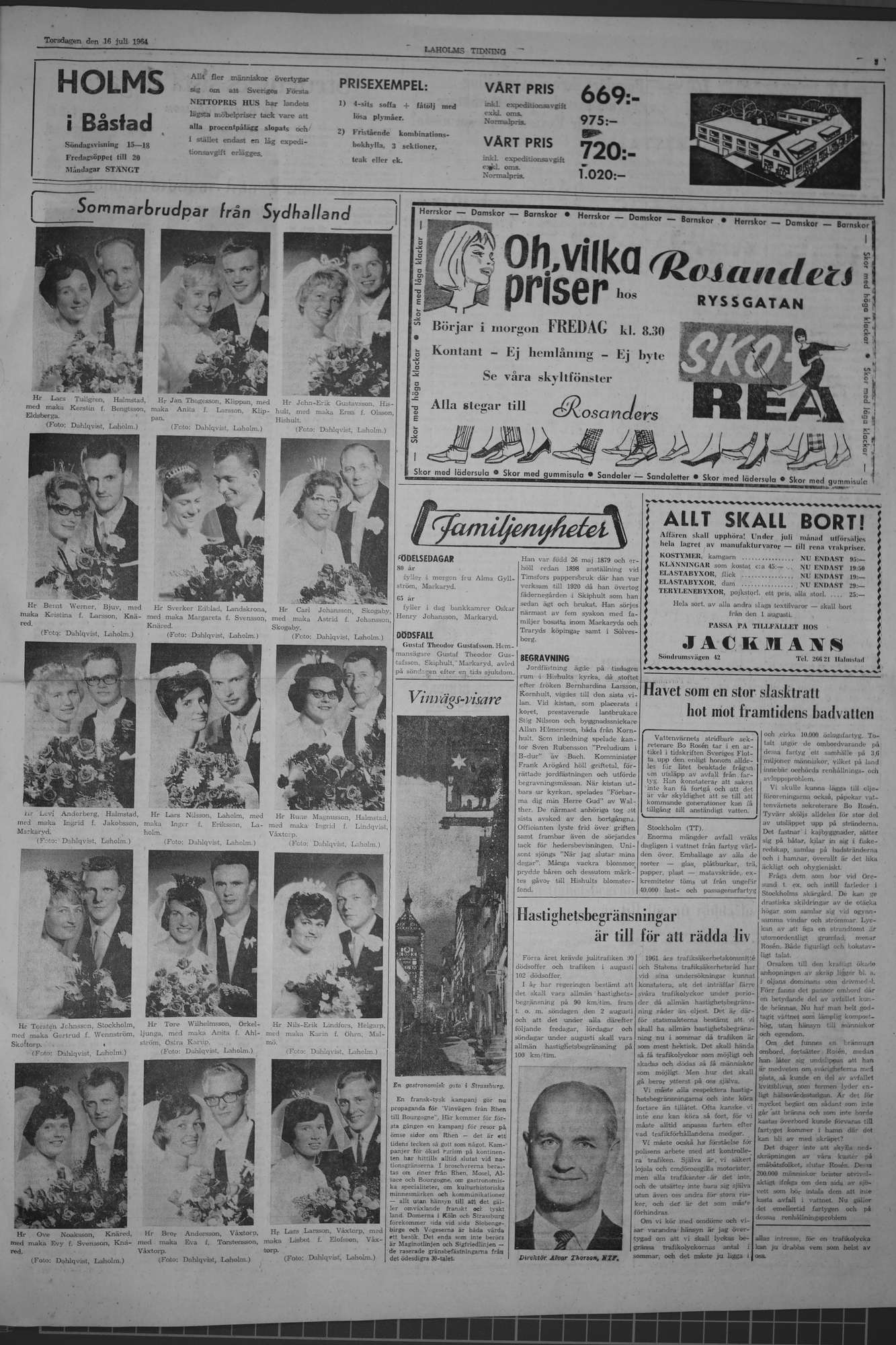 Laholms Tidning Torsdag 16 juli 1964, sida 3