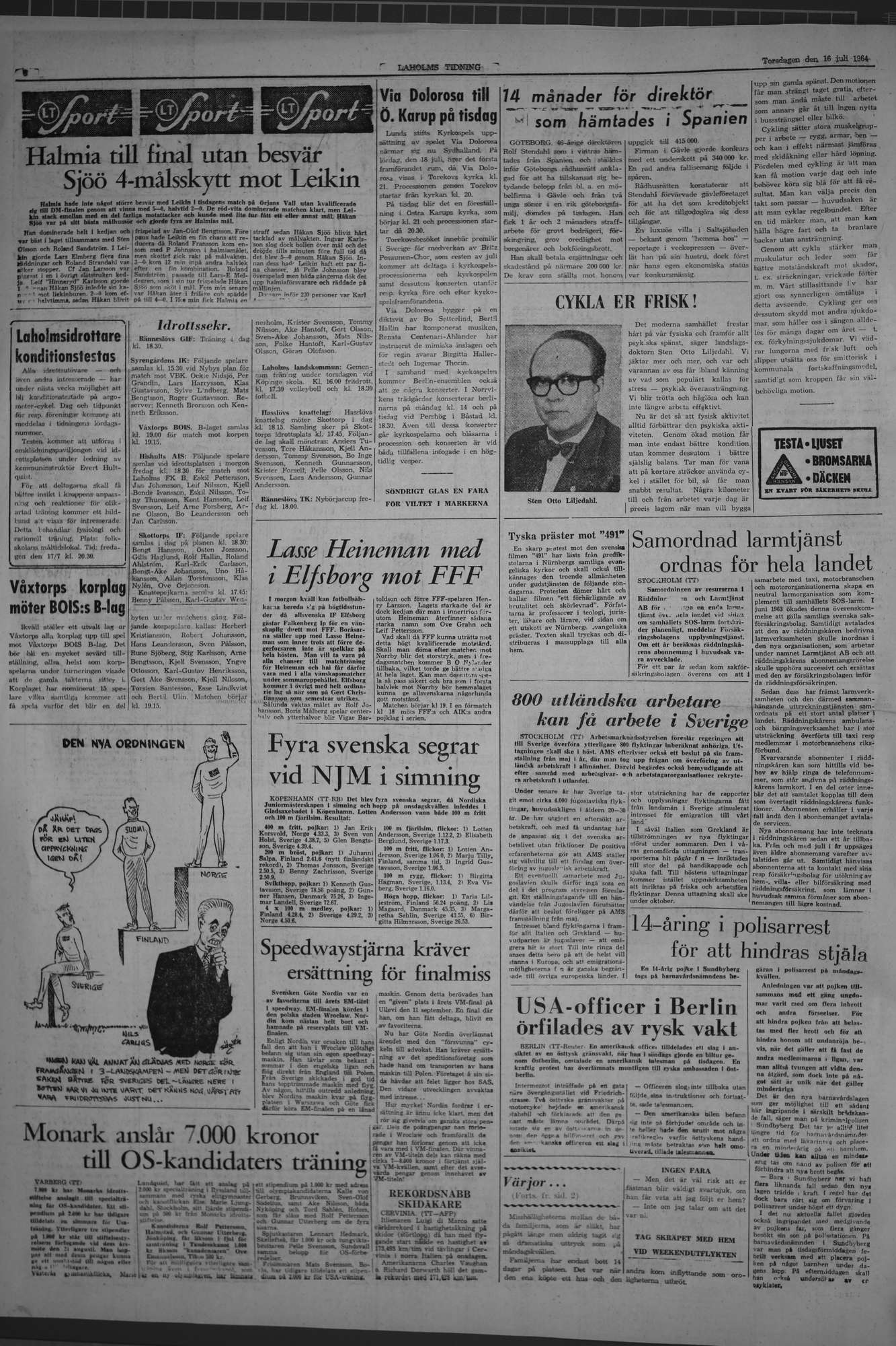 Laholms Tidning Torsdag 16 juli 1964, sida 6