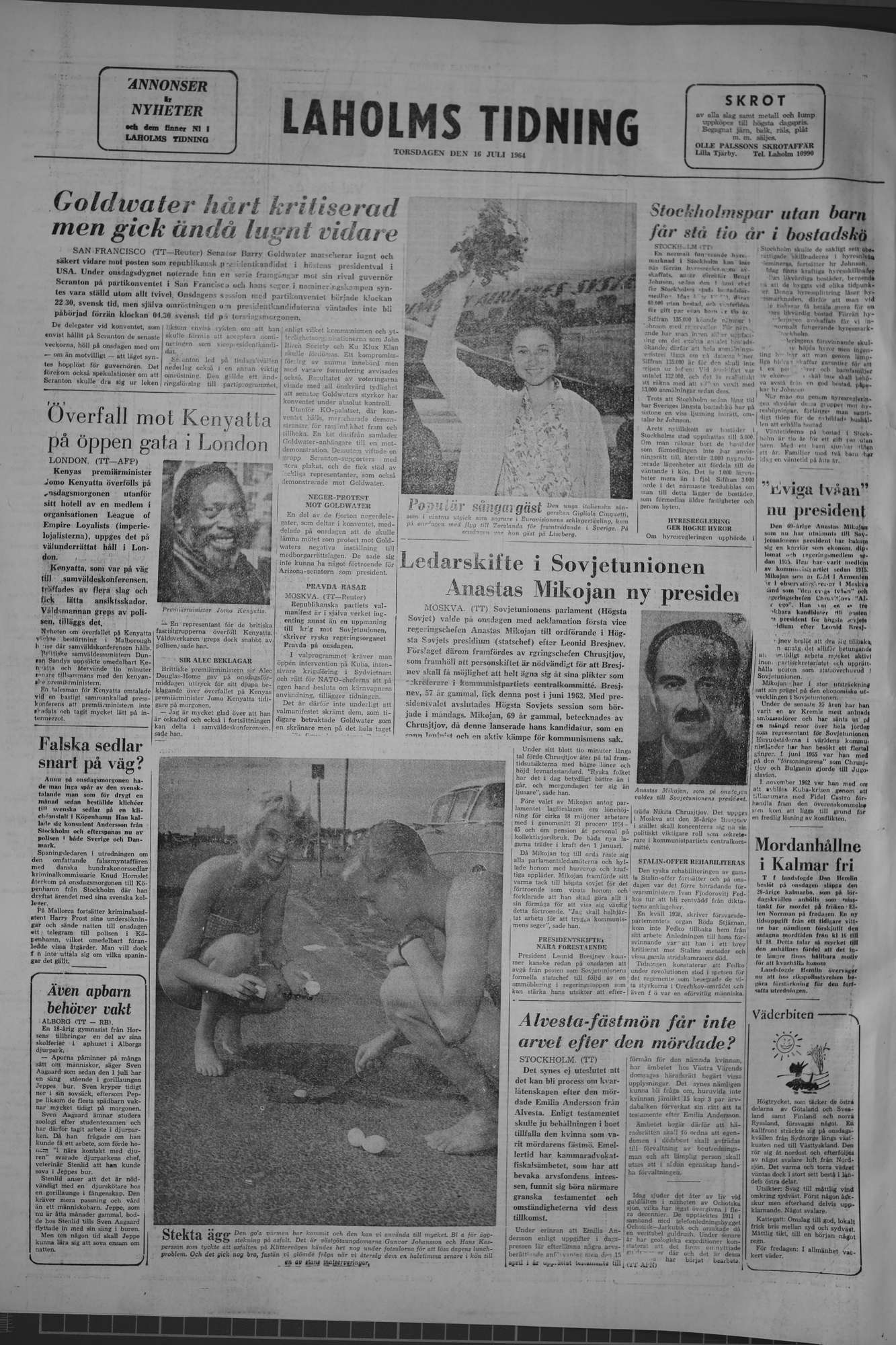 Laholms Tidning Torsdag 16 juli 1964, sida 8