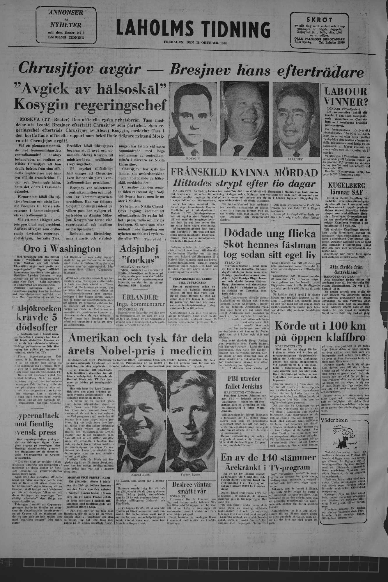 Laholms Tidning Fredag 16 oktober 1964, sida 8