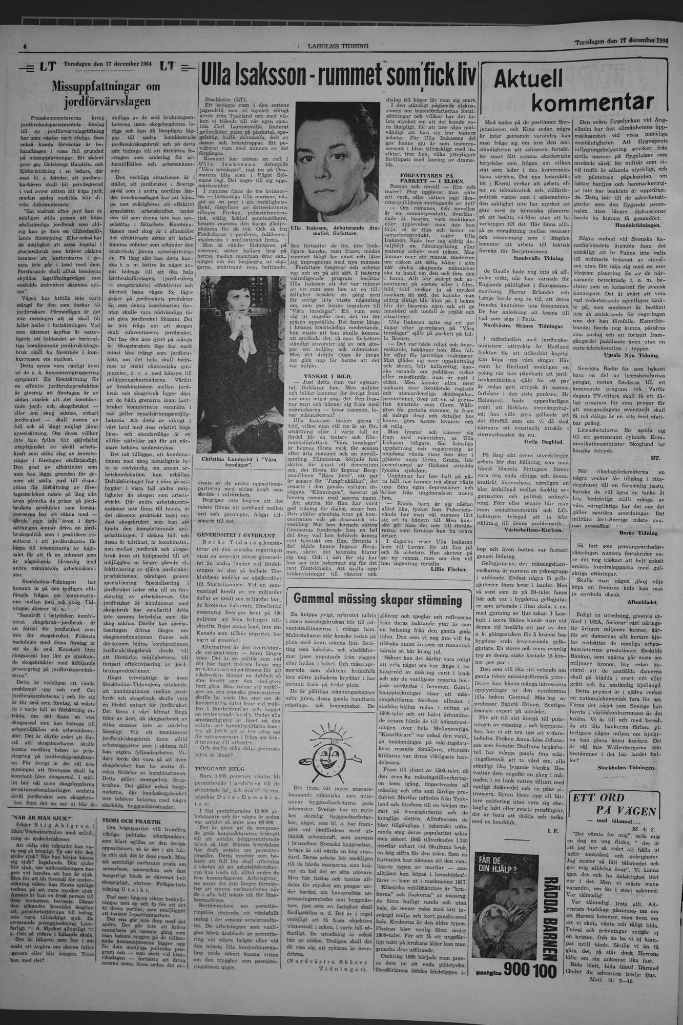 Laholms Tidning Torsdag 17 december 1964, sida 4