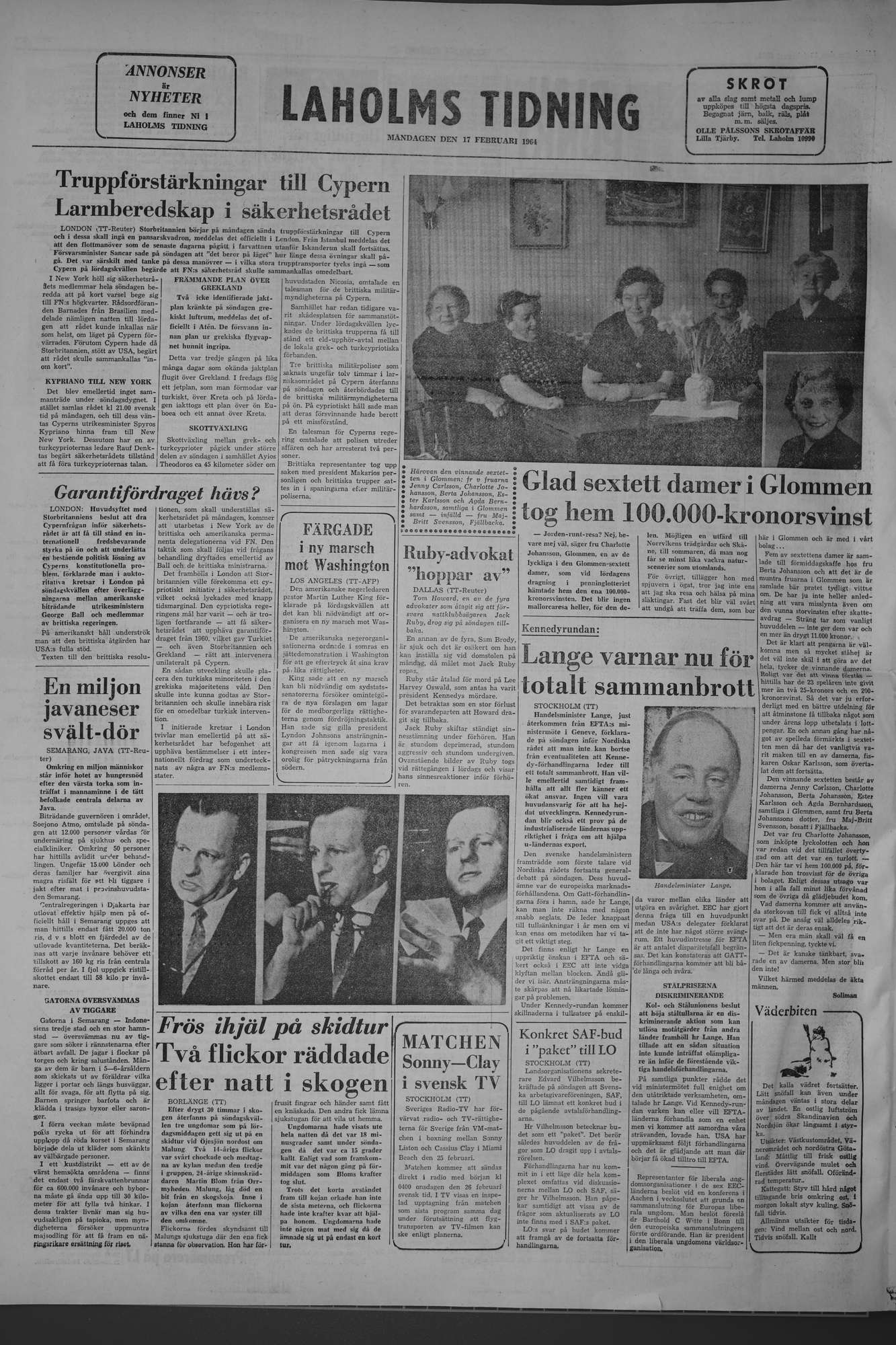Laholms Tidning Måndag 17 februari 1964, sida 8