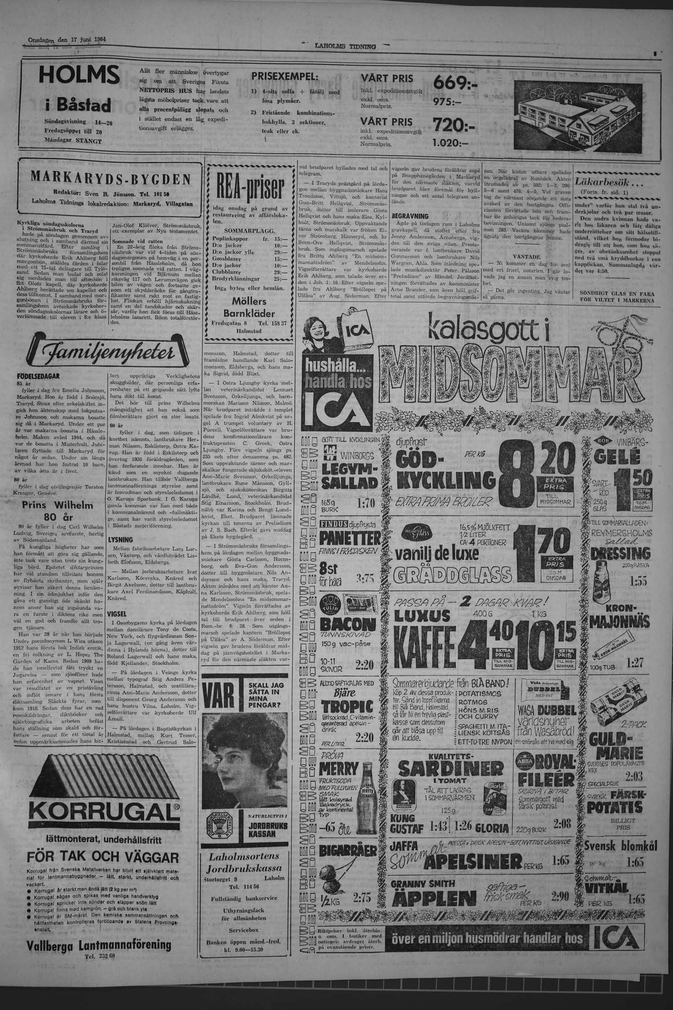 Laholms Tidning Onsdag 17 juni 1964, sida 3