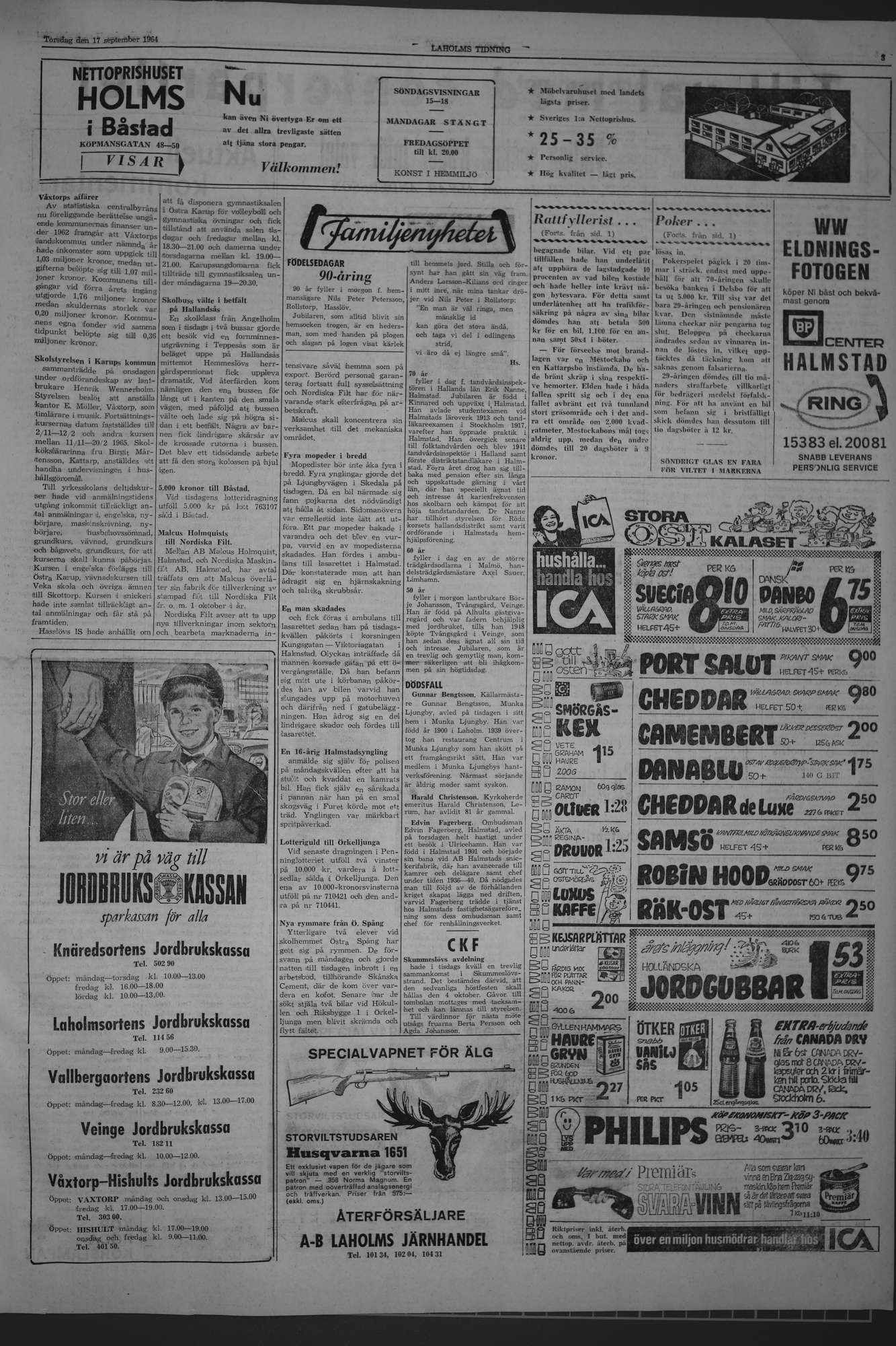 Laholms Tidning Torsdag 17 september 1964, sida 3