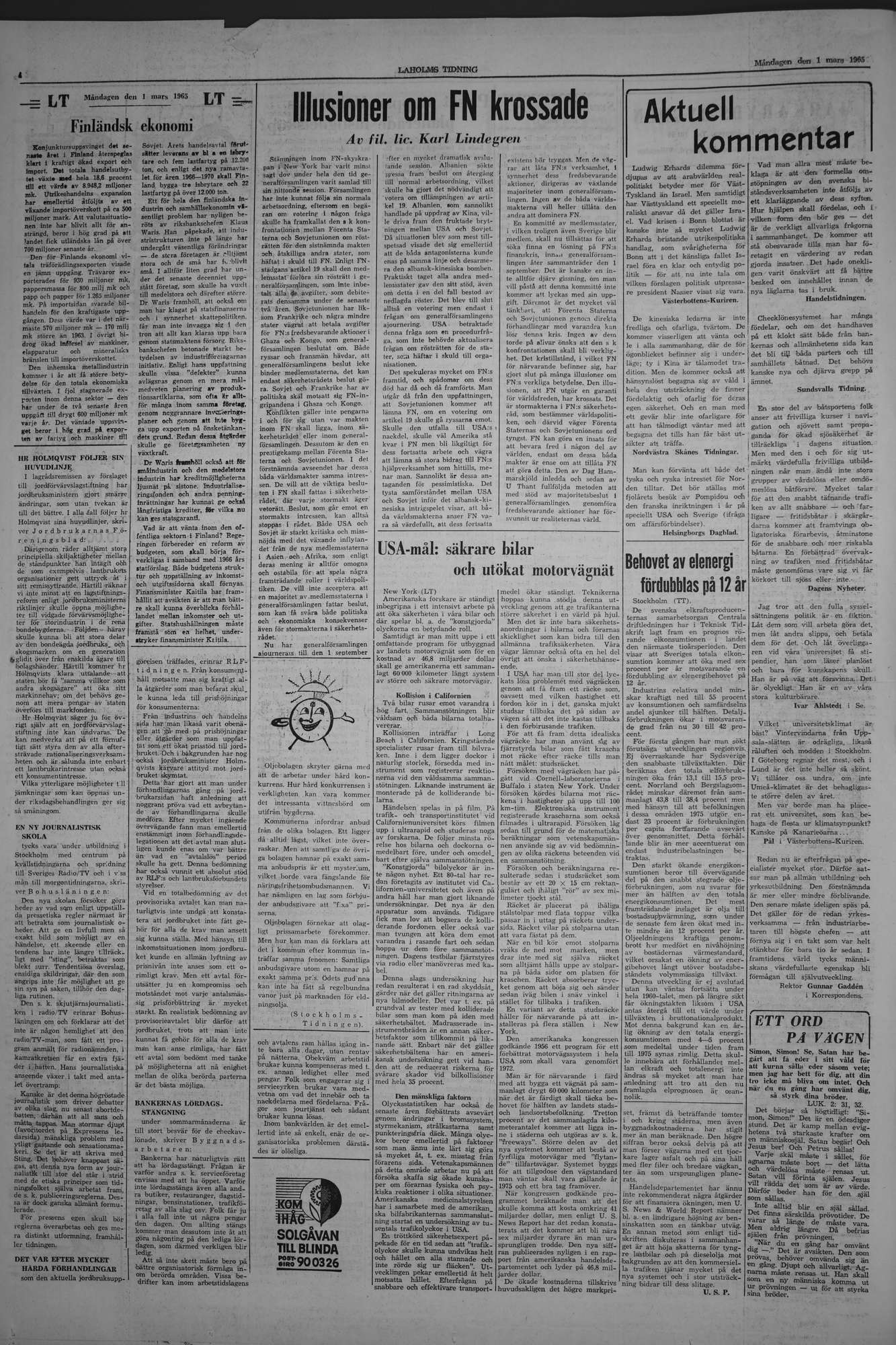Laholms Tidning Måndag 1 mars 1965, sida 4