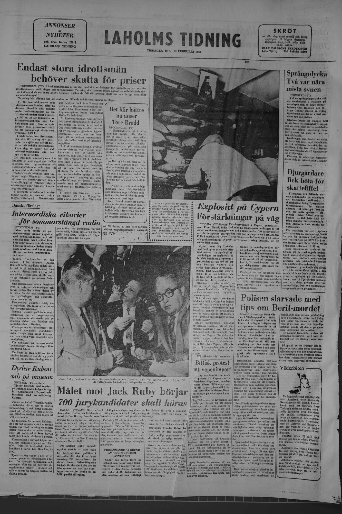 Laholms Tidning Tisdag 18 februari 1964, sida 8