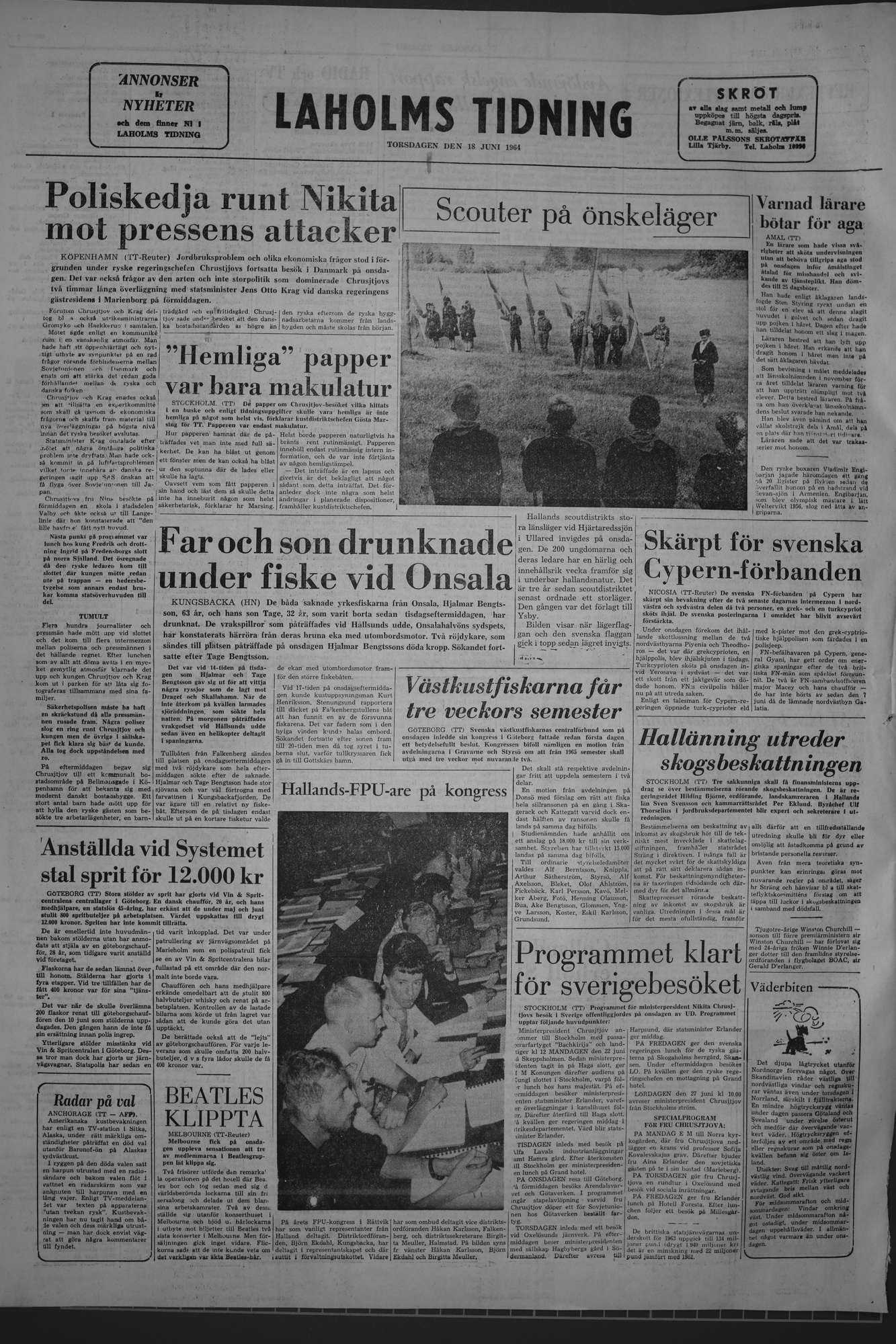 Laholms Tidning Torsdag 18 juni 1964, sida 8