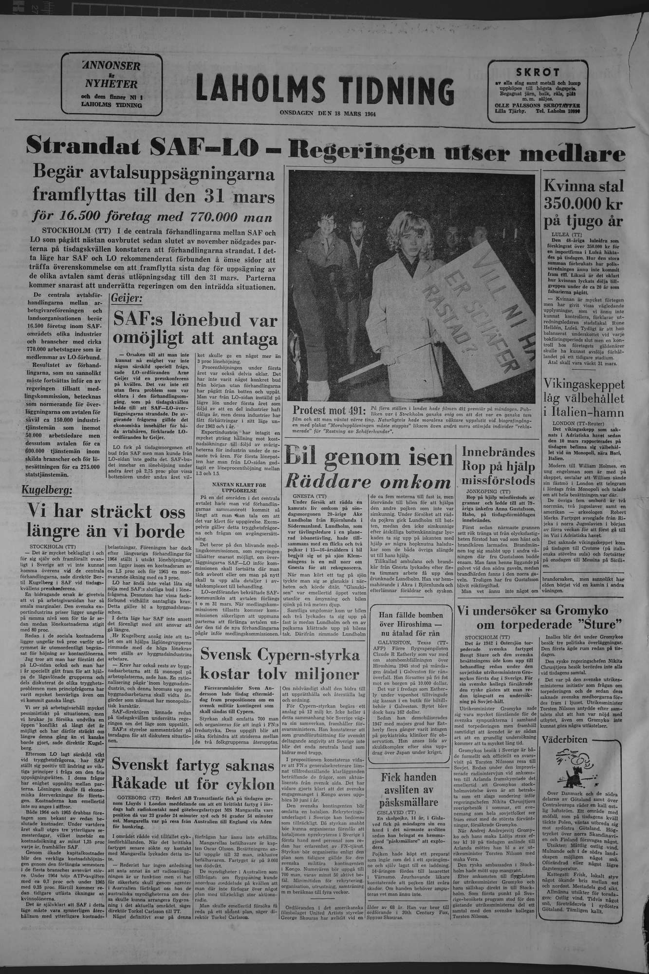 Laholms Tidning Onsdag 18 mars 1964, sida 8