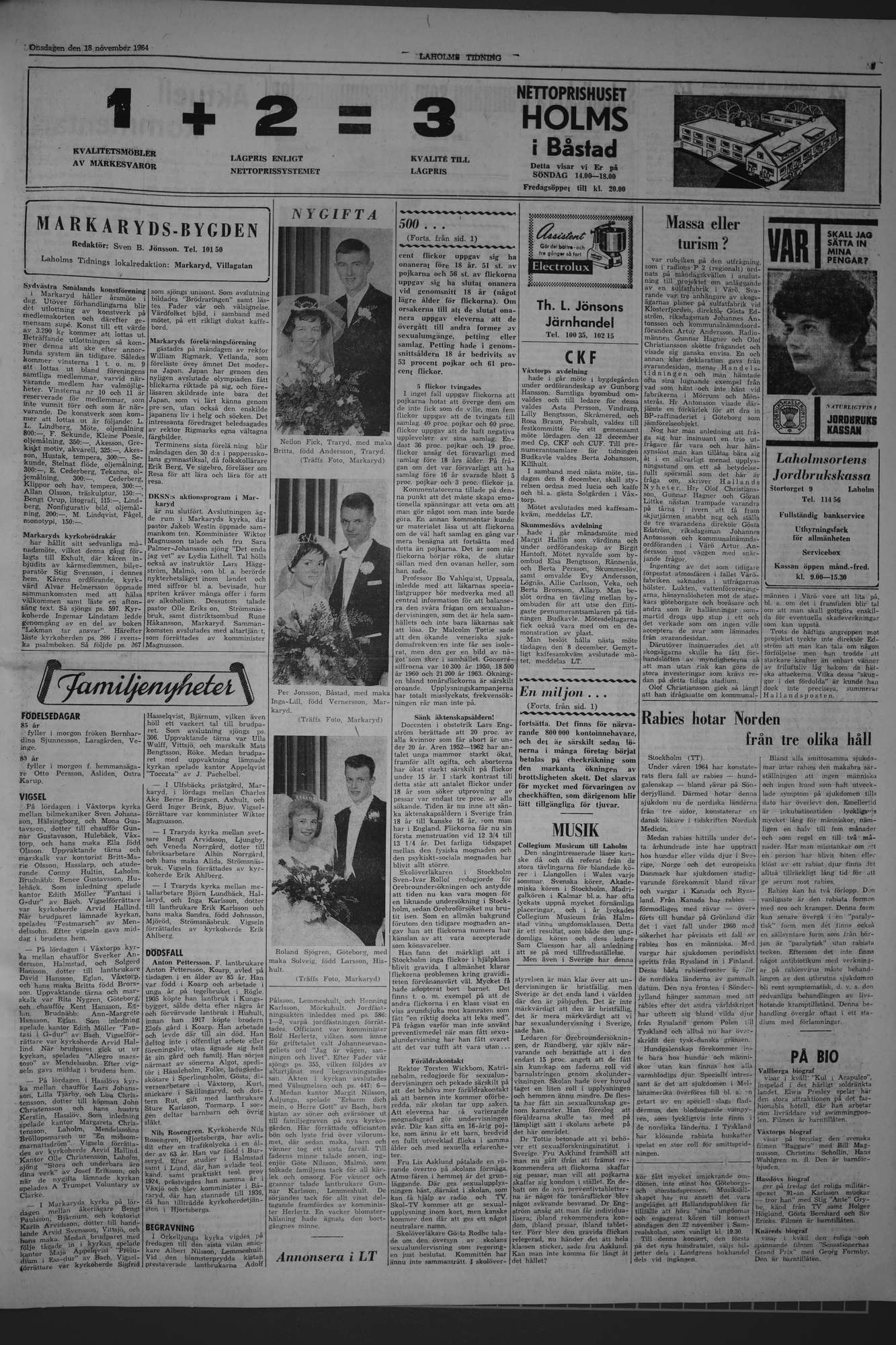 Laholms Tidning Onsdag 18 november 1964, sida 3