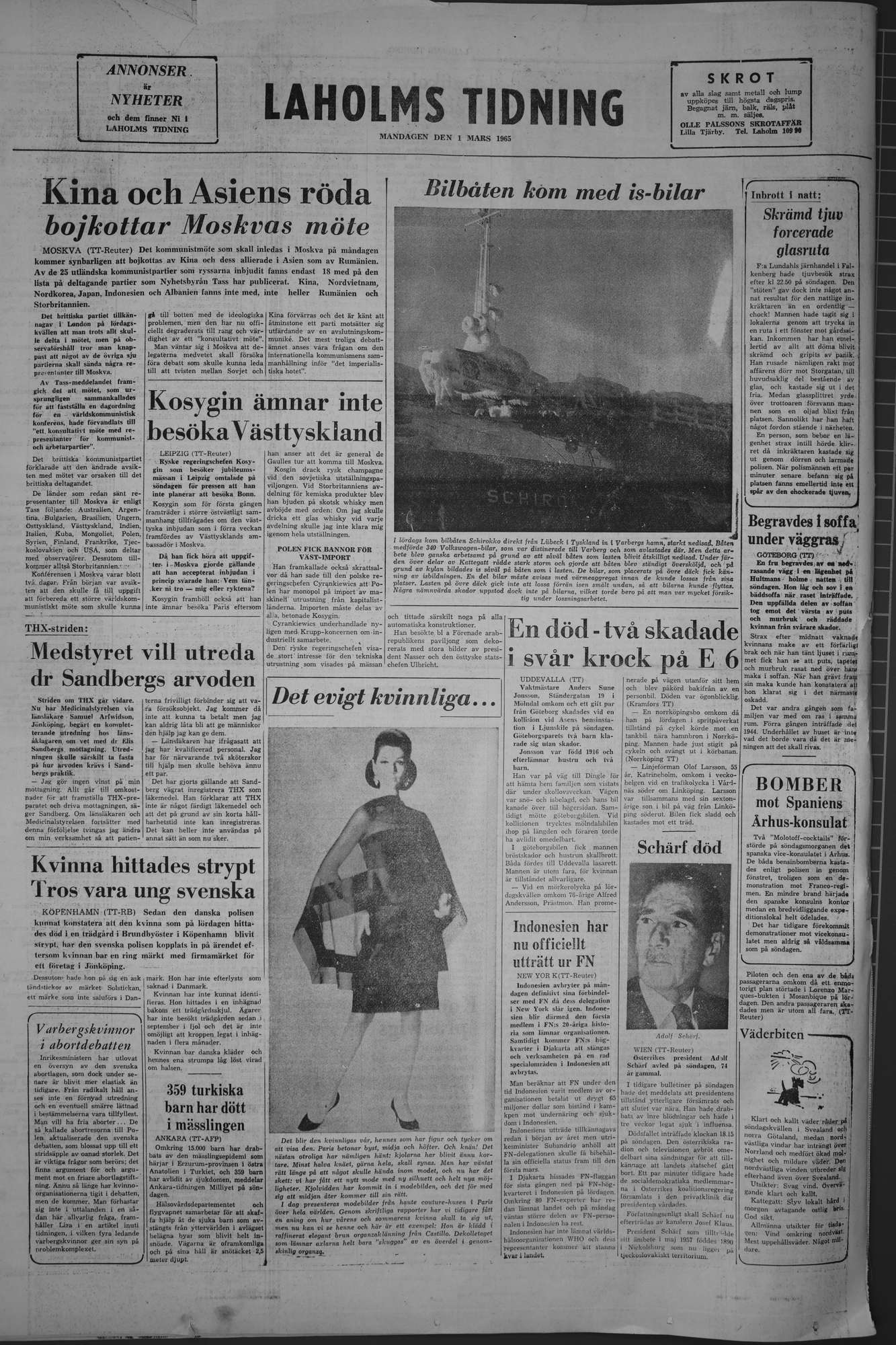 Laholms Tidning Måndag 1 mars 1965, sida 8