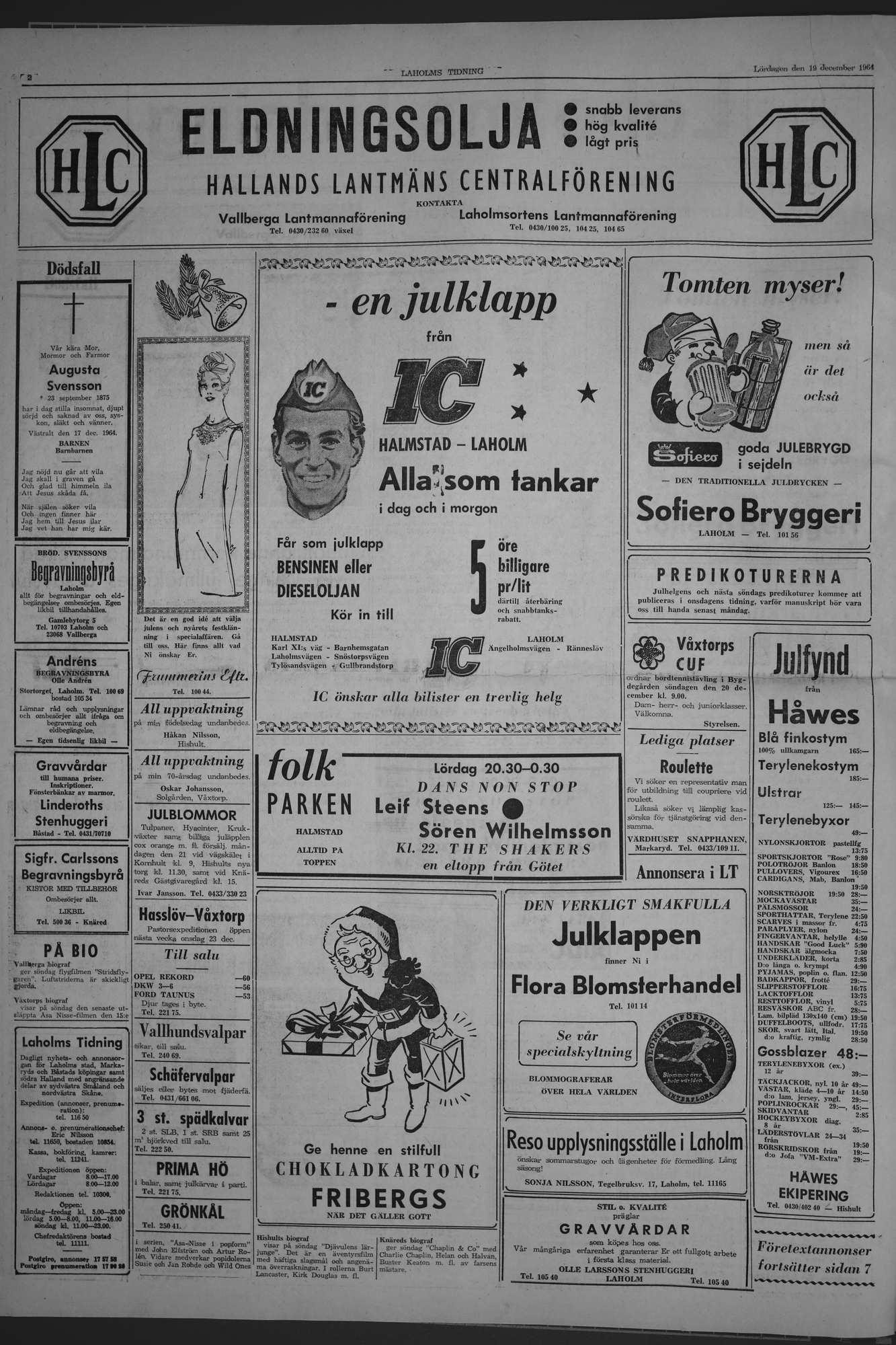 Laholms Tidning Lördag 19 december 1964, sida 2