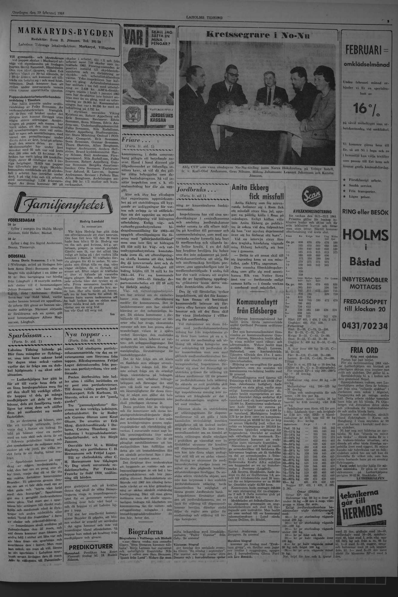 Laholms Tidning Onsdag 19 februari 1964, sida 3