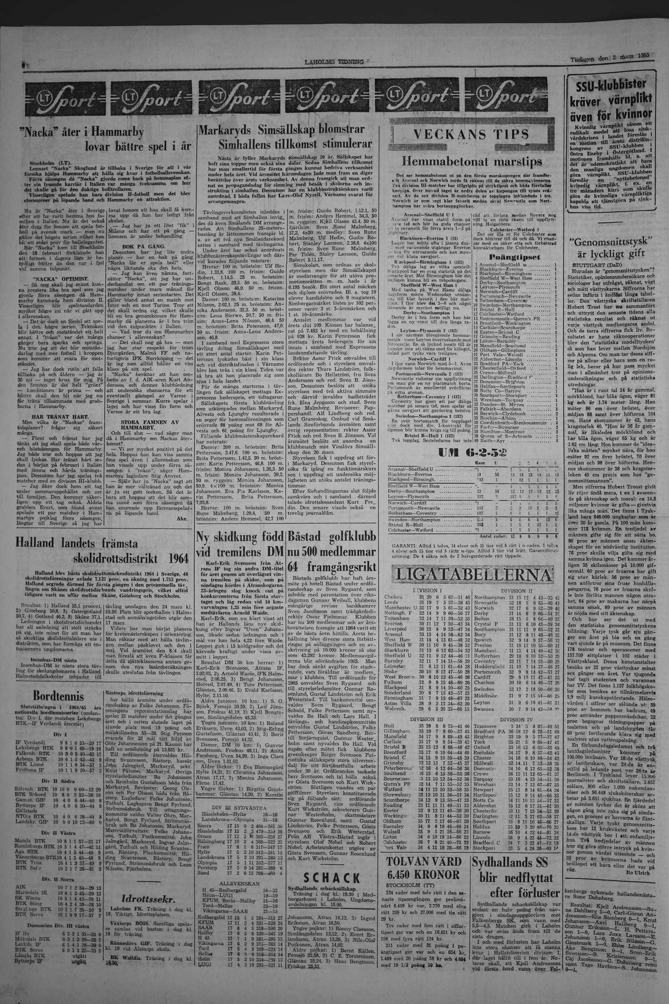 Laholms Tidning Tisdag 2 mars 1965, sida 6