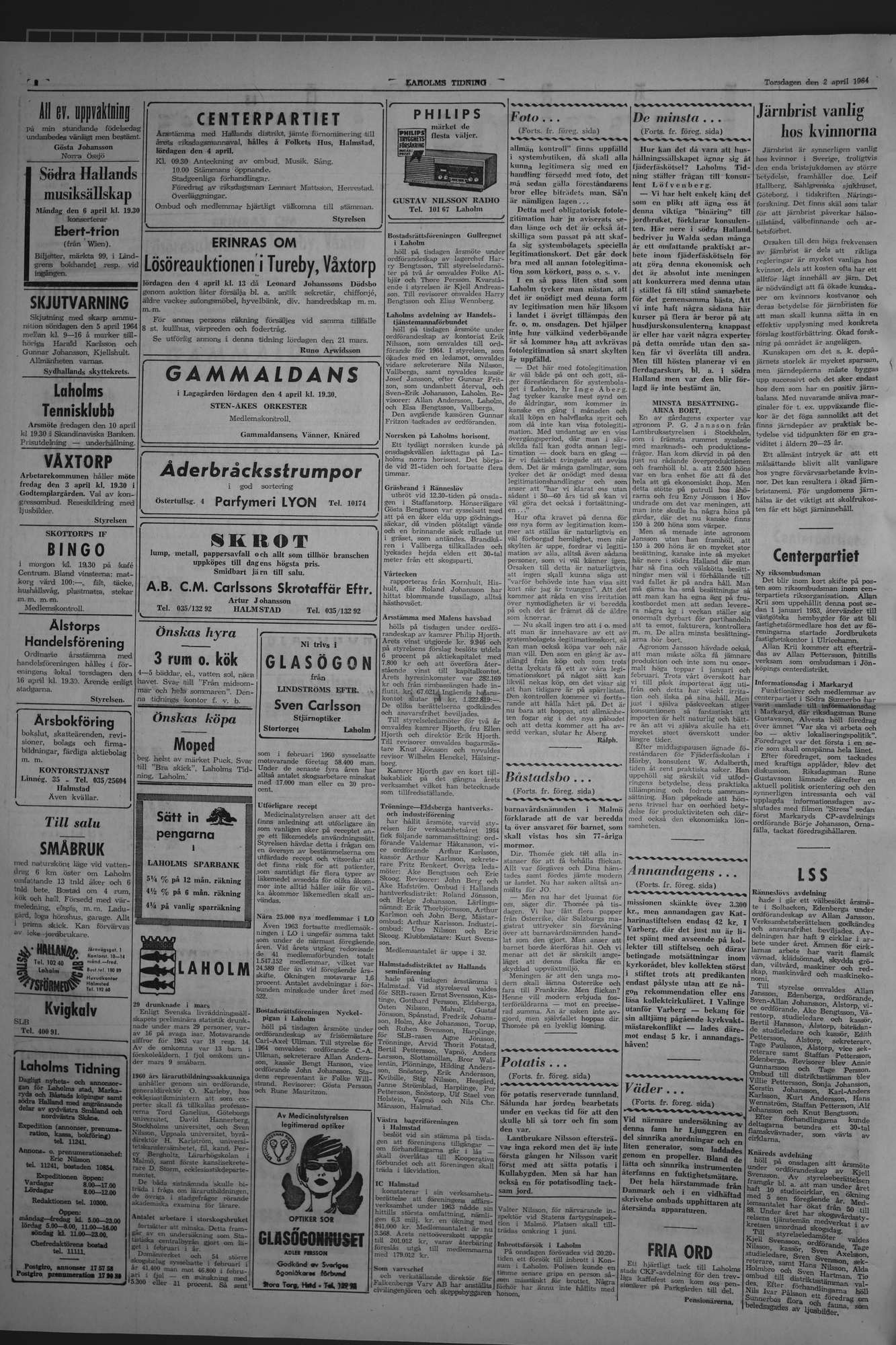Laholms Tidning Torsdag 2 april 1964, sida 2