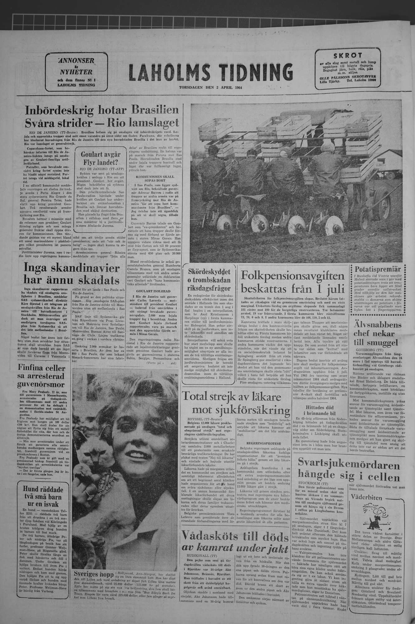 Laholms Tidning Torsdag 2 april 1964, sida 8