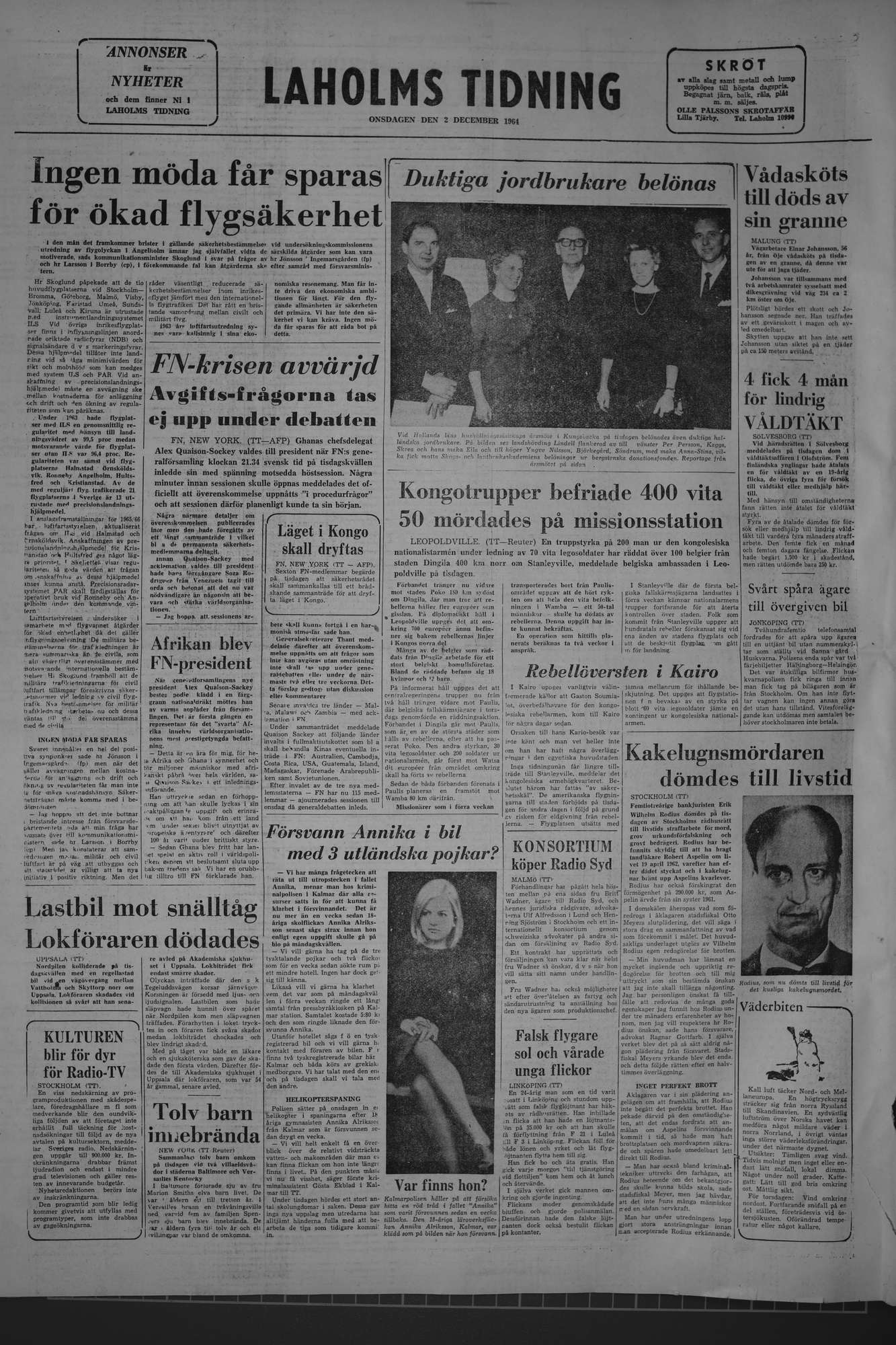 Laholms Tidning Onsdag 2 december 1964, sida 8