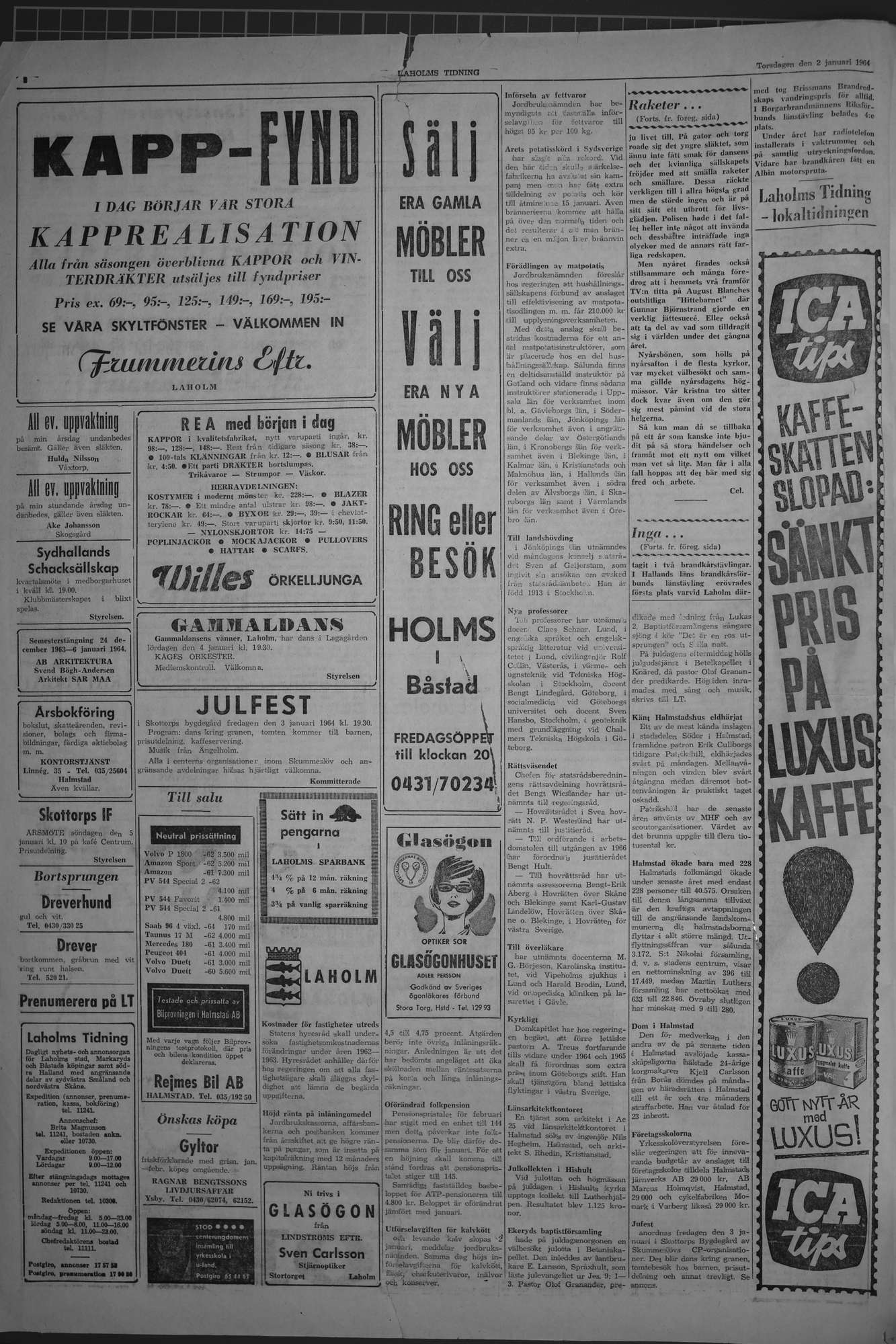 Laholms Tidning Torsdag 2 januari 1964, sida 2