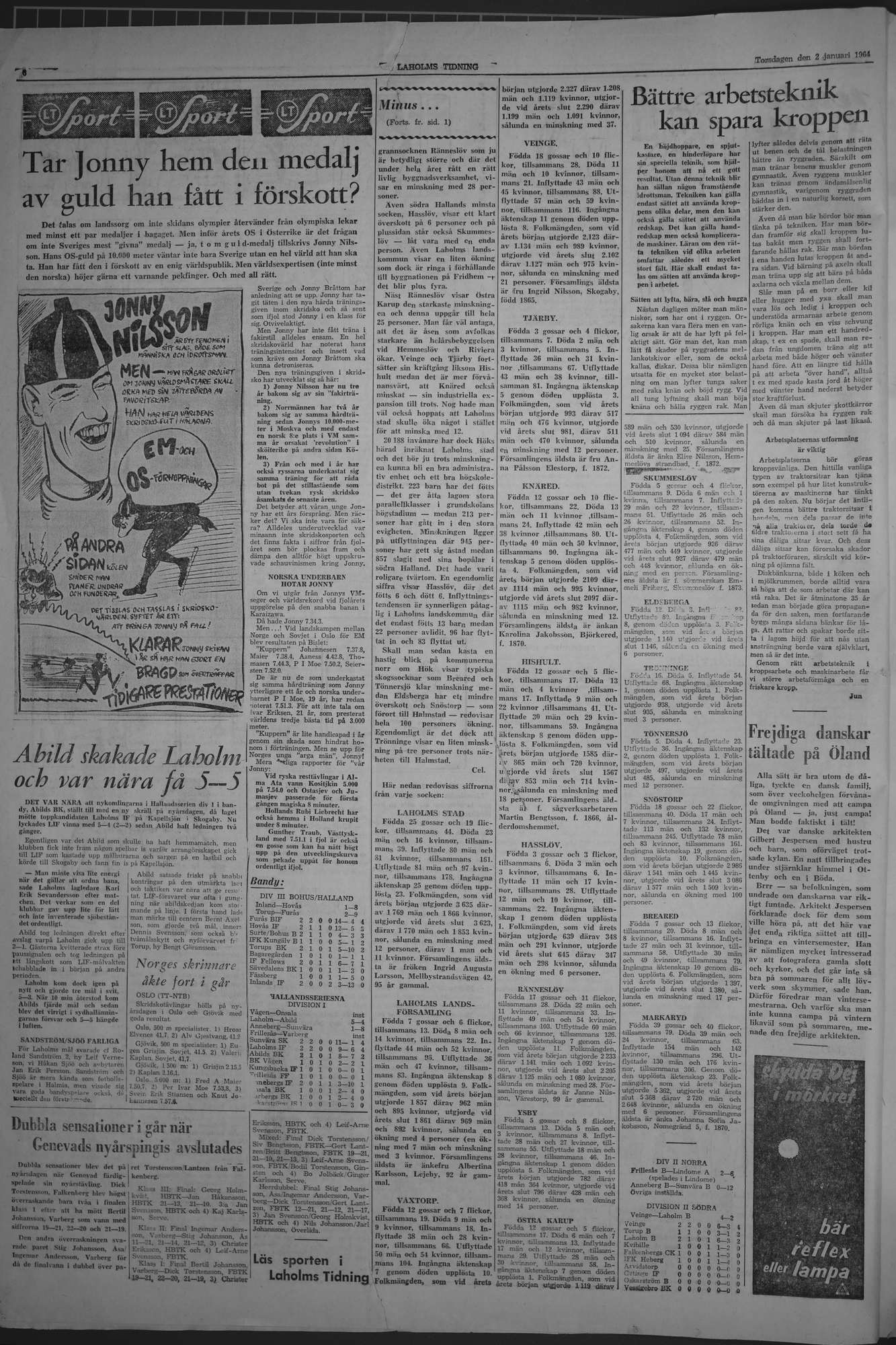 Laholms Tidning Torsdag 2 januari 1964, sida 6