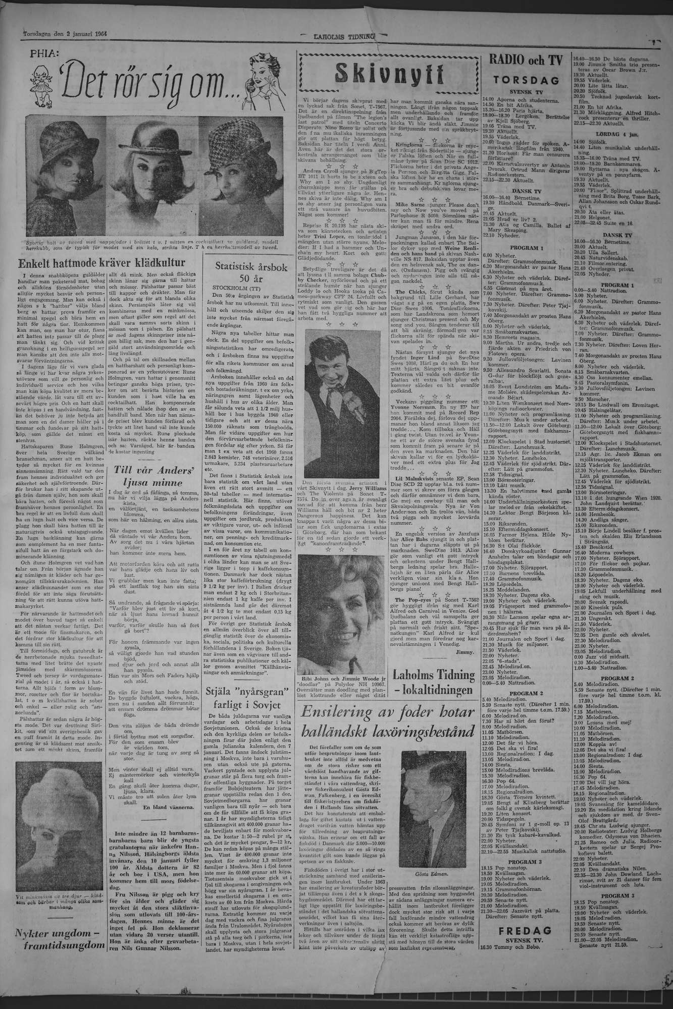 Laholms Tidning Torsdag 2 januari 1964, sida 7