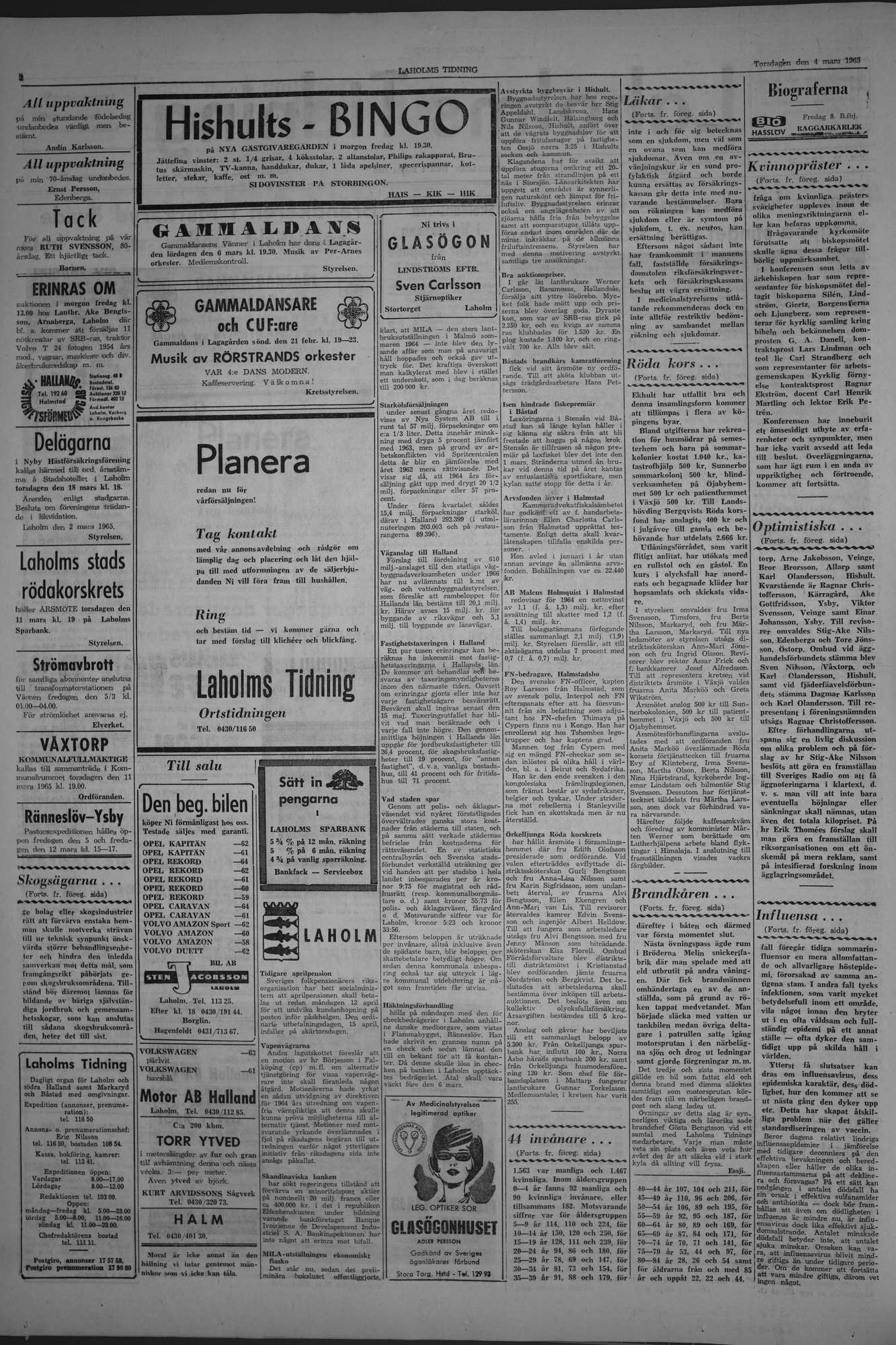 Laholms Tidning Torsdag 4 mars 1965, sida 2