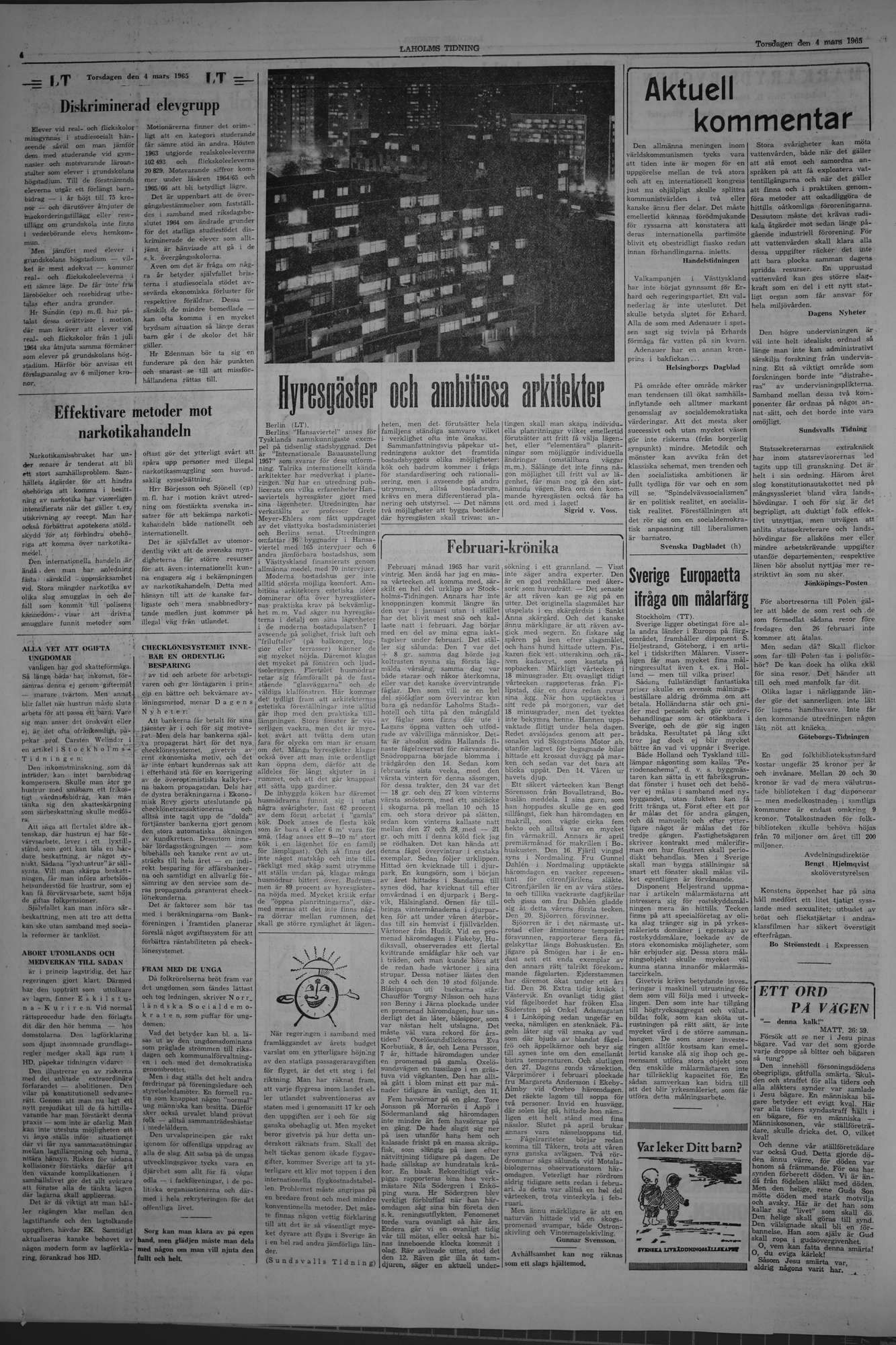 Laholms Tidning Torsdag 4 mars 1965, sida 4
