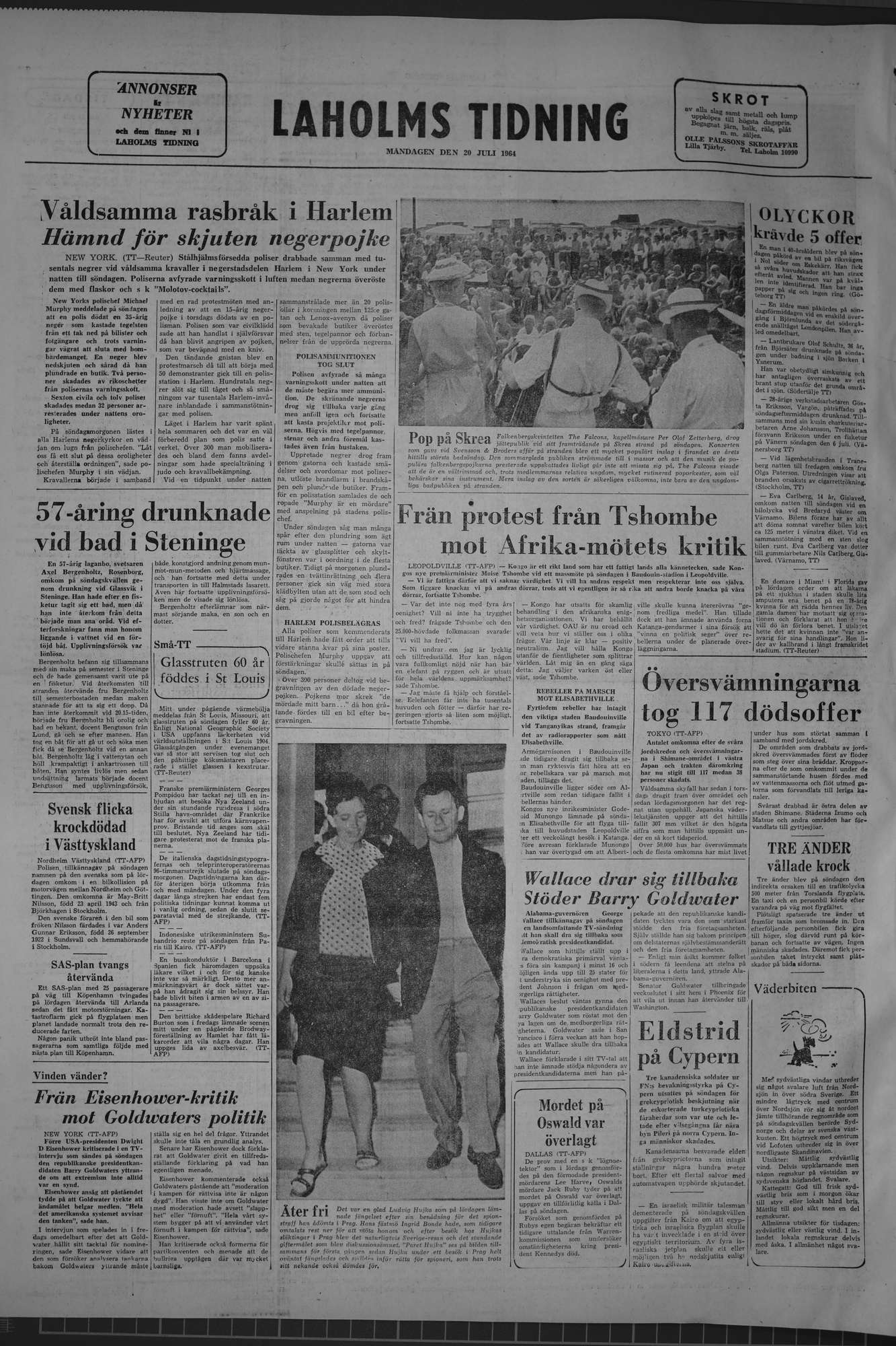 Laholms Tidning Måndag 20 juli 1964, sida 8