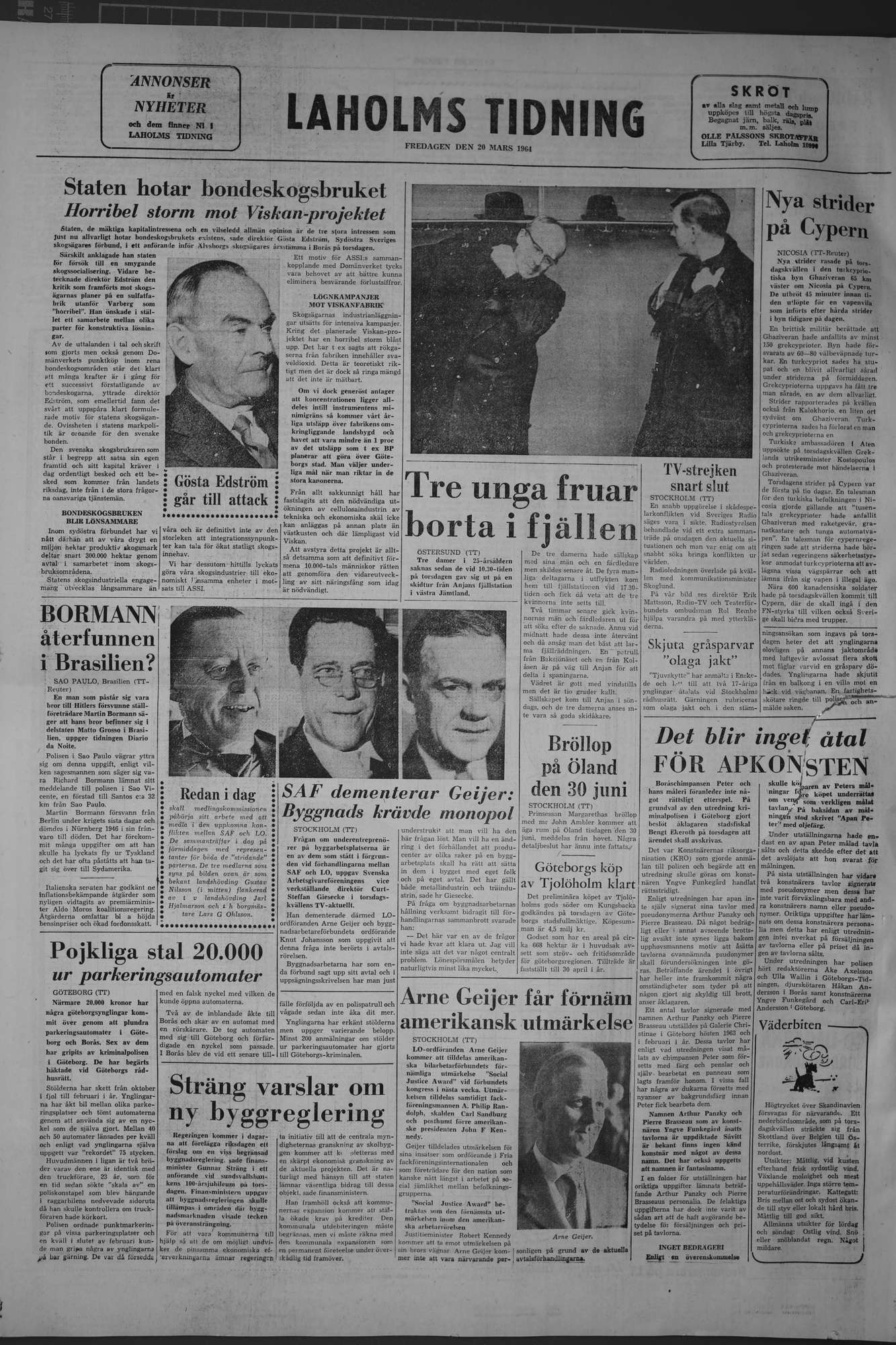 Laholms Tidning Fredag 20 mars 1964, sida 8