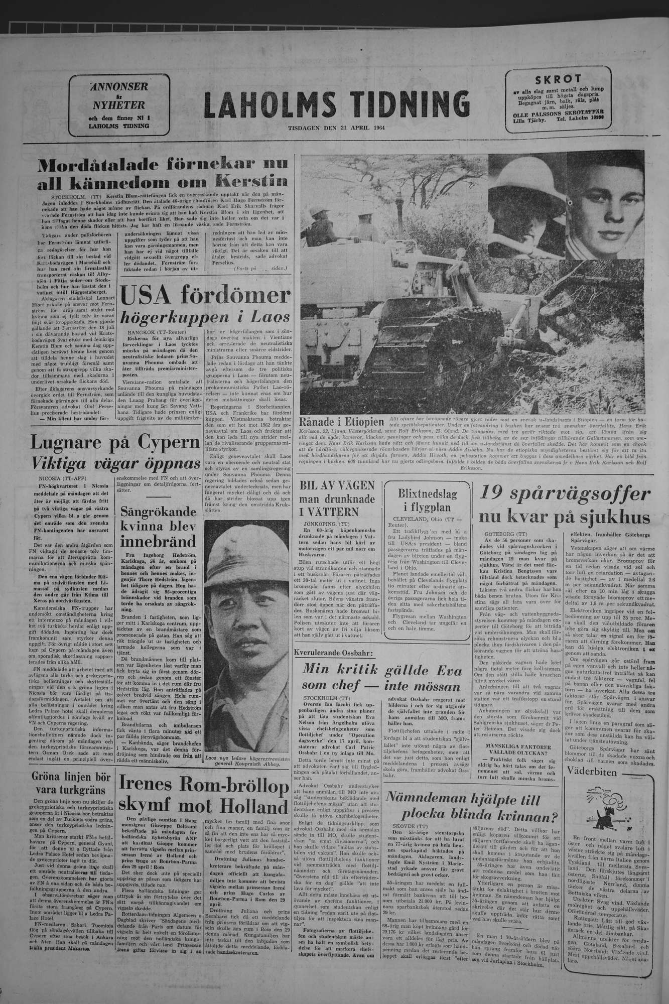 Laholms Tidning Tisdag 21 april 1964, sida 8