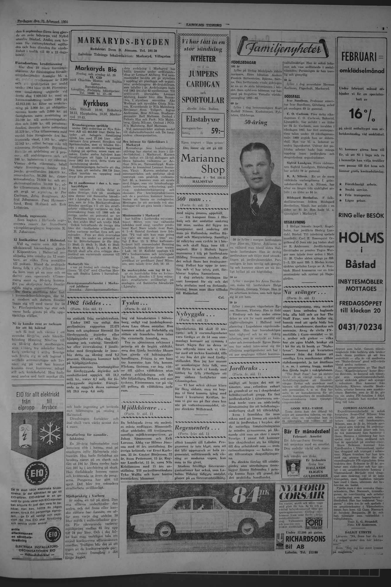 Laholms Tidning Fredag 21 februari 1964, sida 3