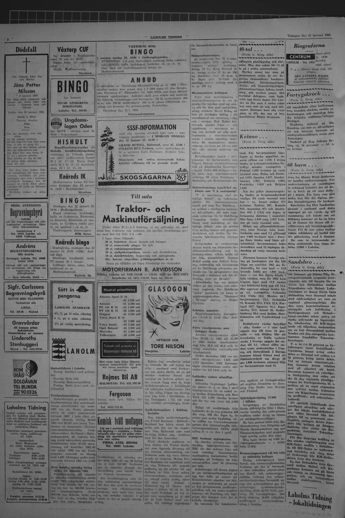 Laholms Tidning Tisdag 21 januari 1964, sida 2
