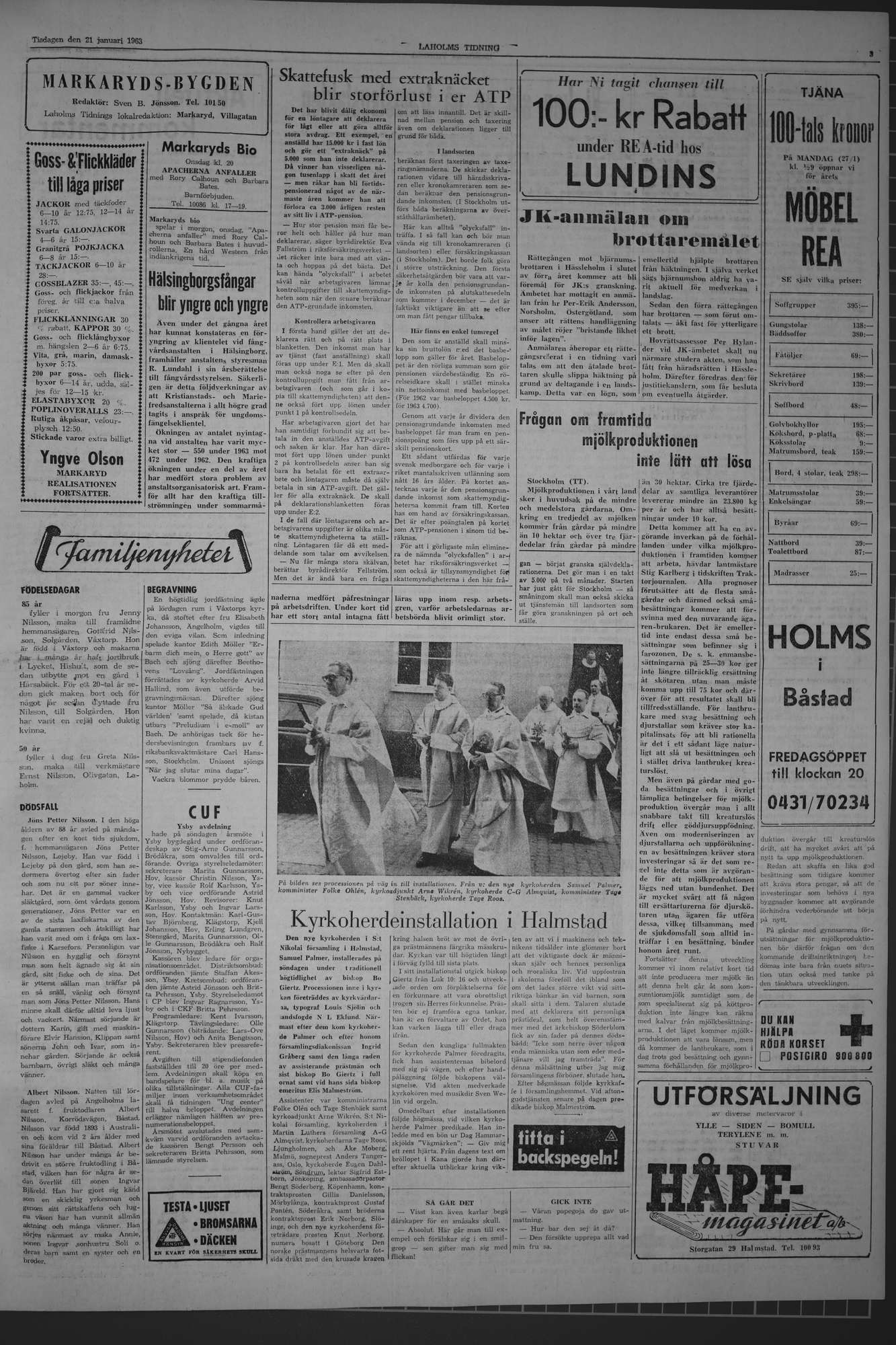 Laholms Tidning Tisdag 21 januari 1964, sida 3