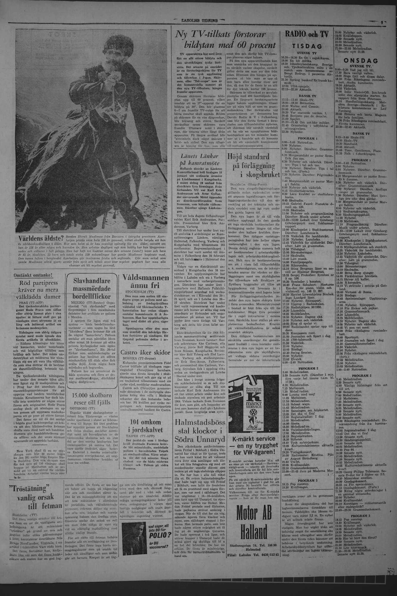 Laholms Tidning Tisdag 21 januari 1964, sida 7