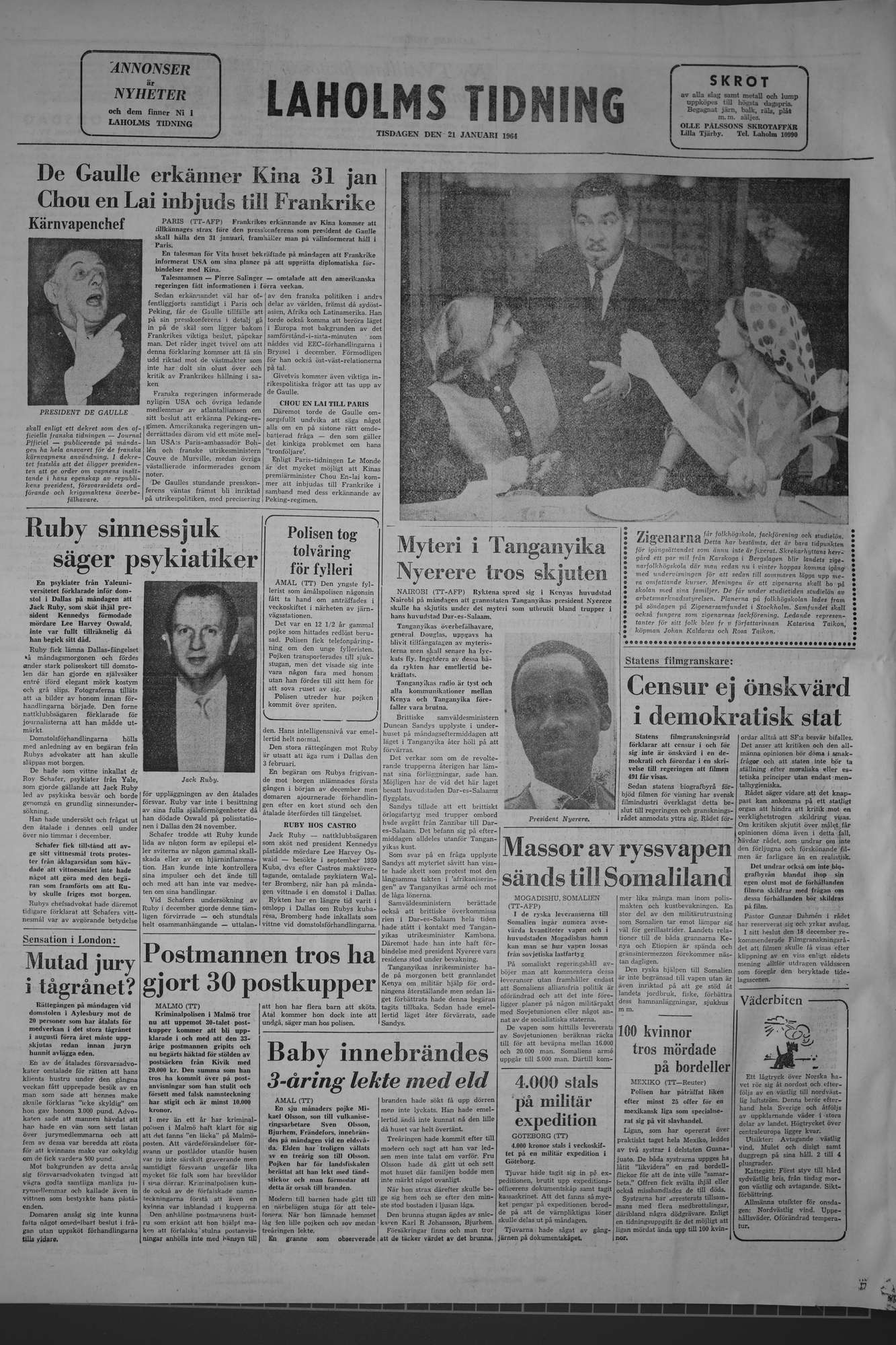 Laholms Tidning Tisdag 21 januari 1964, sida 8