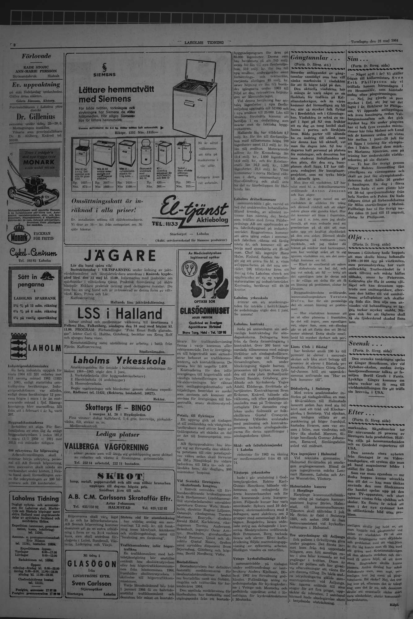 Laholms Tidning Torsdag 21 maj 1964, sida 2