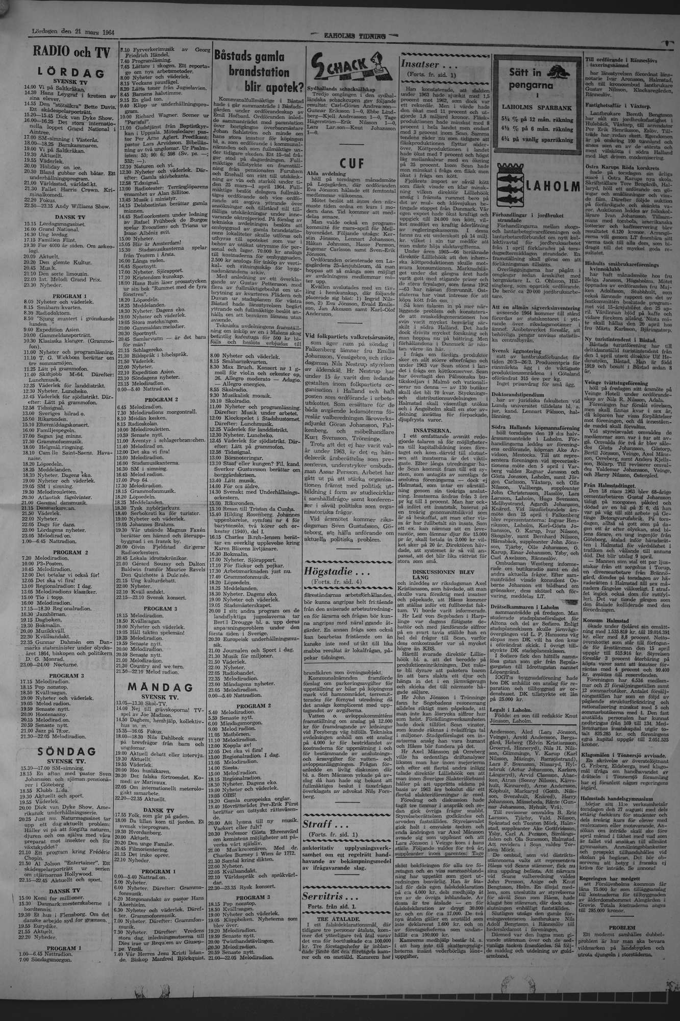 Laholms Tidning Lördag 21 mars 1964, sida 7