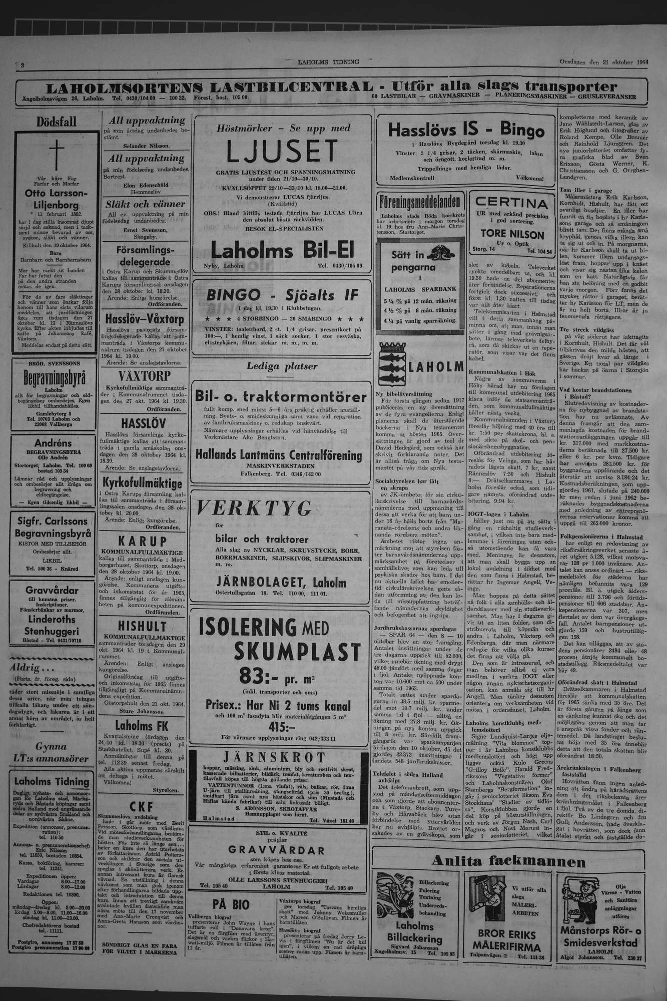 Laholms Tidning Onsdag 21 oktober 1964, sida 2