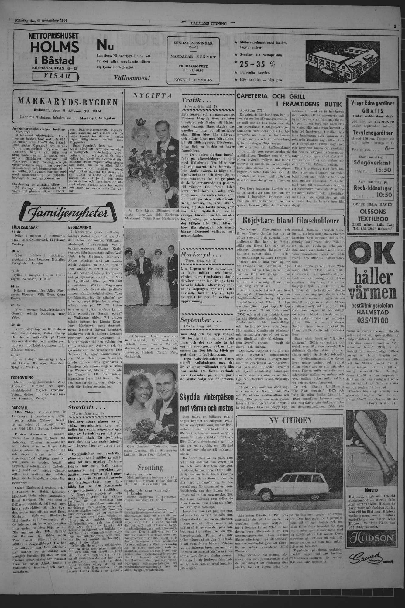 Laholms Tidning Måndag 21 september 1964, sida 3