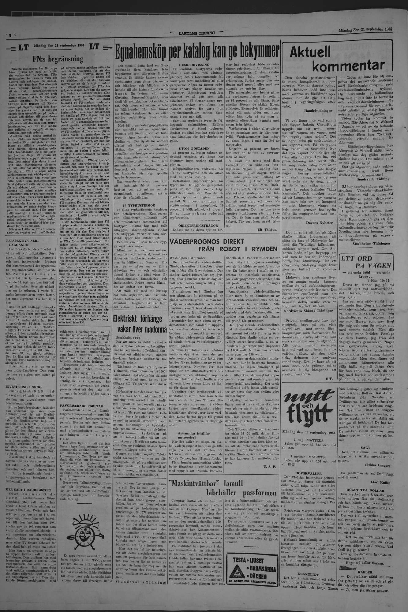 Laholms Tidning Måndag 21 september 1964, sida 4