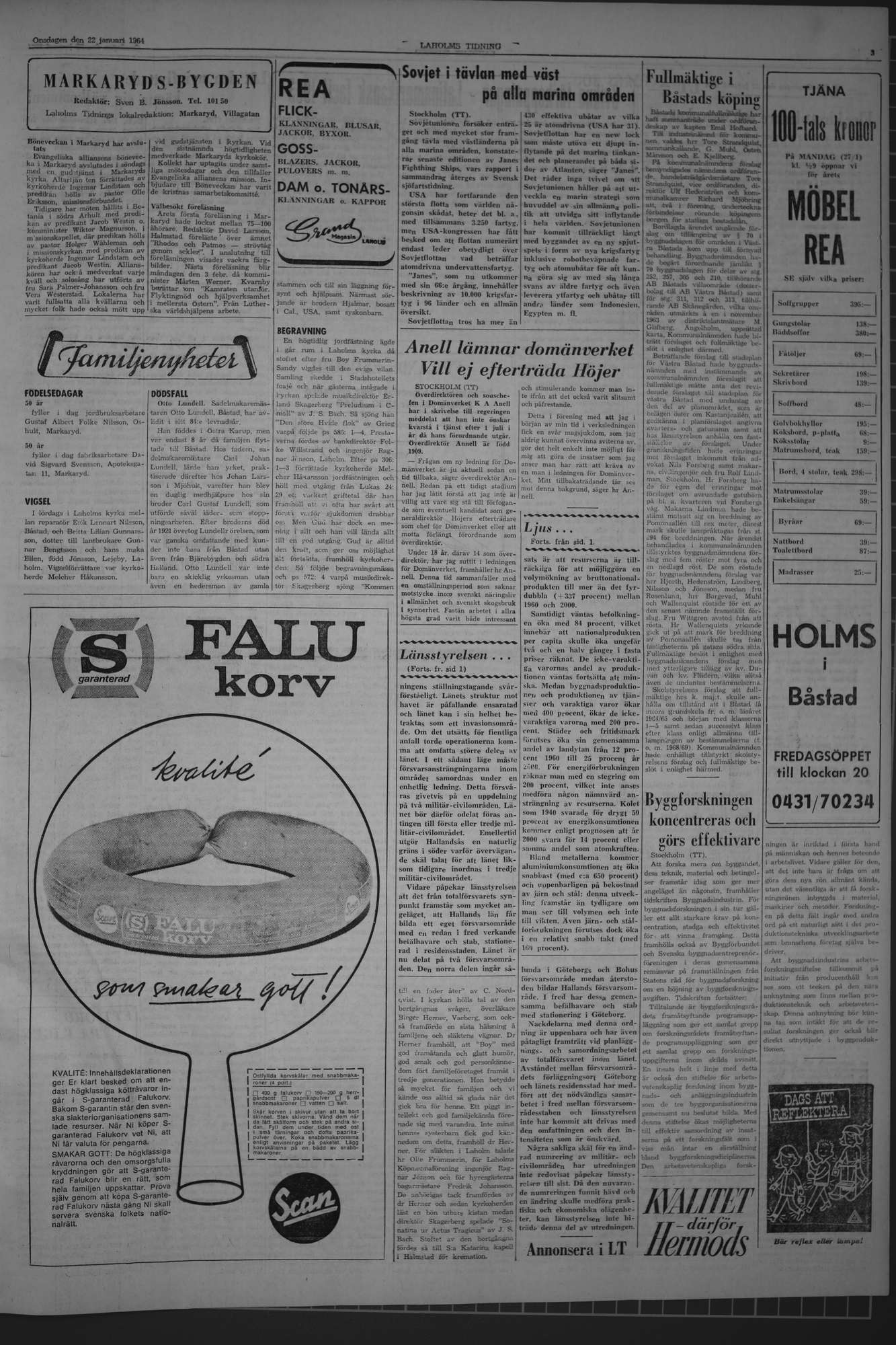 Laholms Tidning Onsdag 22 januari 1964, sida 3