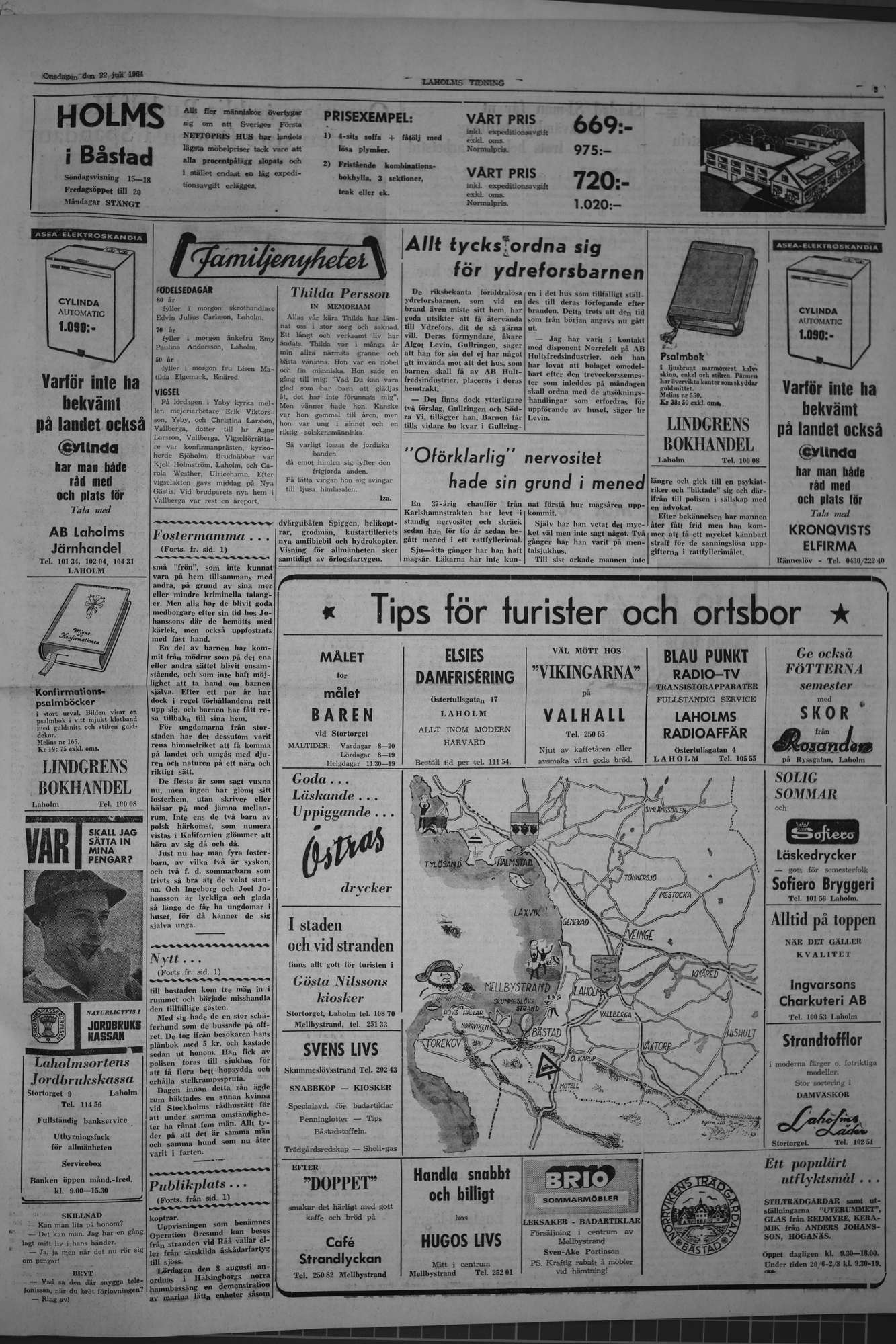 Laholms Tidning Onsdag 22 juli 1964, sida 3