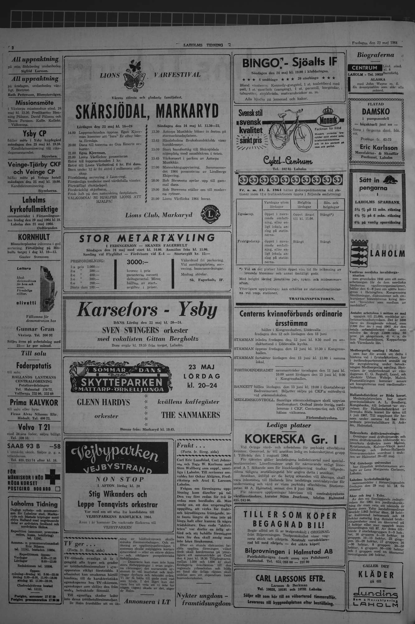Laholms Tidning Fredag 22 maj 1964, sida 2